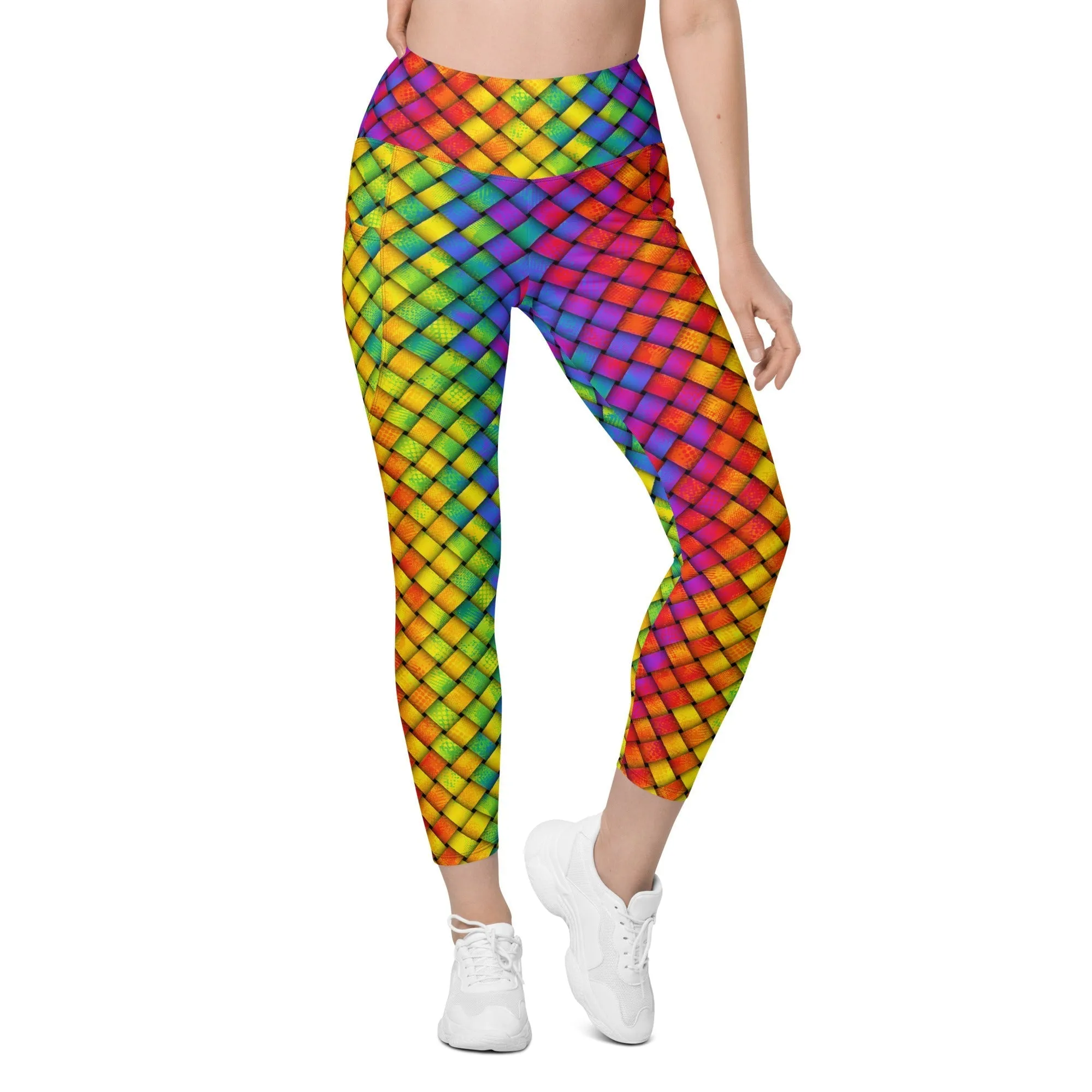 3D Rainbow Pattern Leggings With Pockets