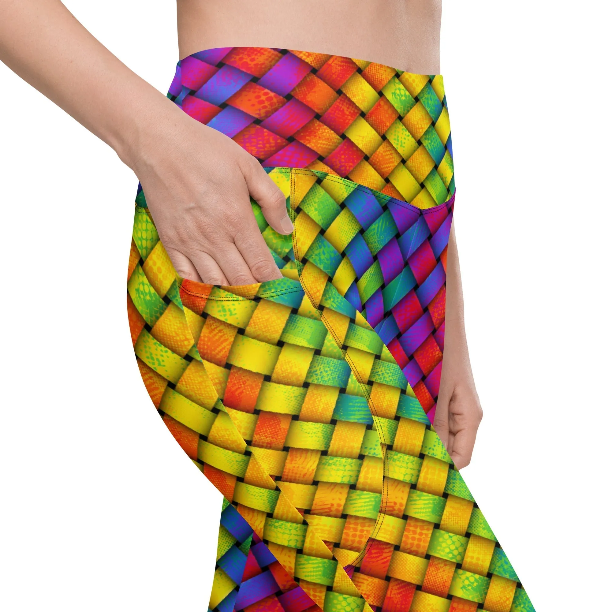 3D Rainbow Pattern Leggings With Pockets