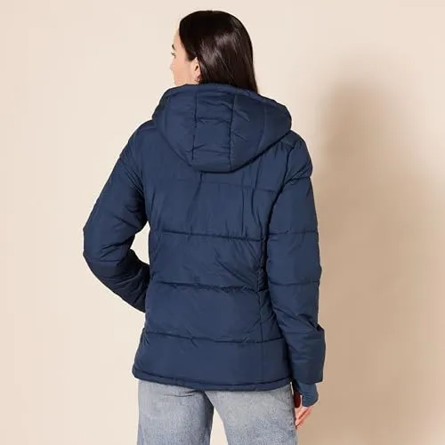 Amazon Essentials Women's Heavyweight Long-Sleeve Hooded Puffer Coat (Available in Plus Size), Navy, Large