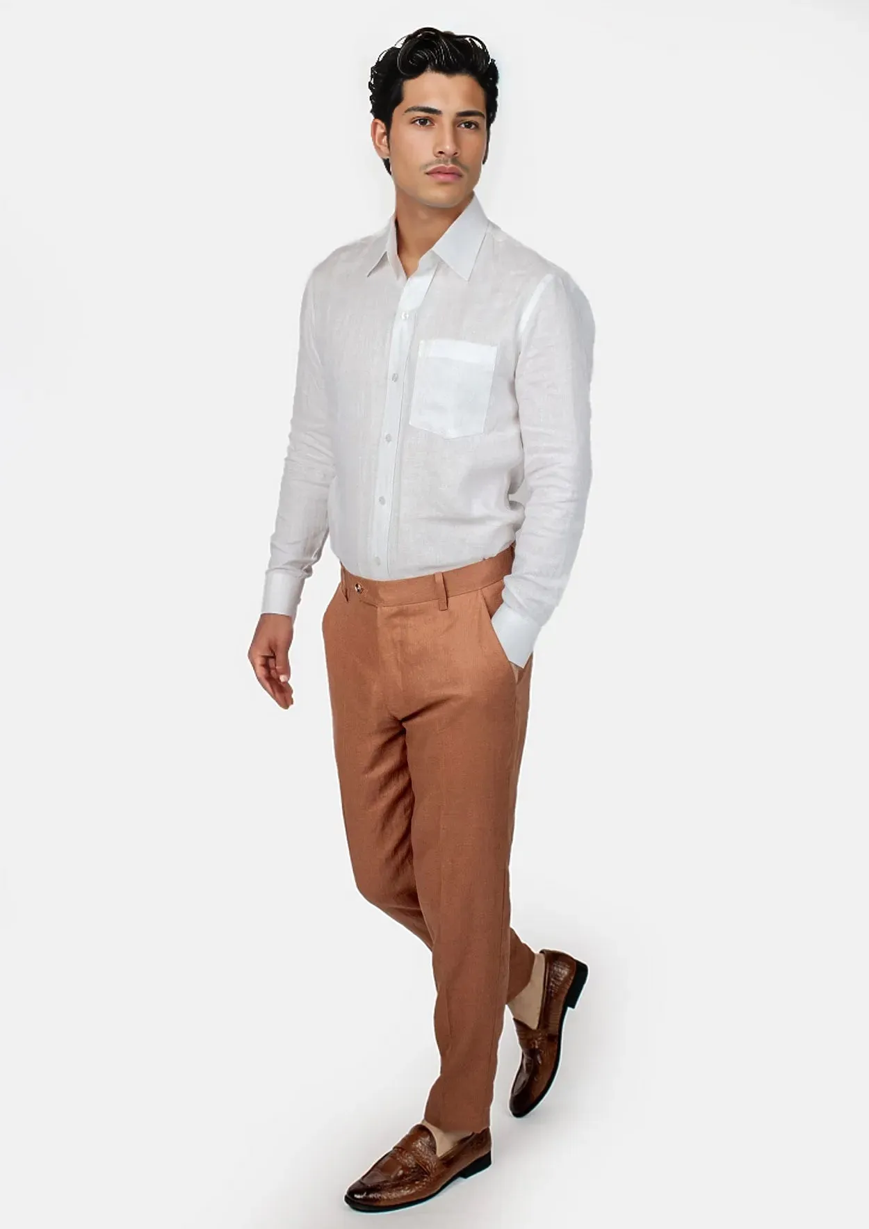 Amber Brown Linen Pants