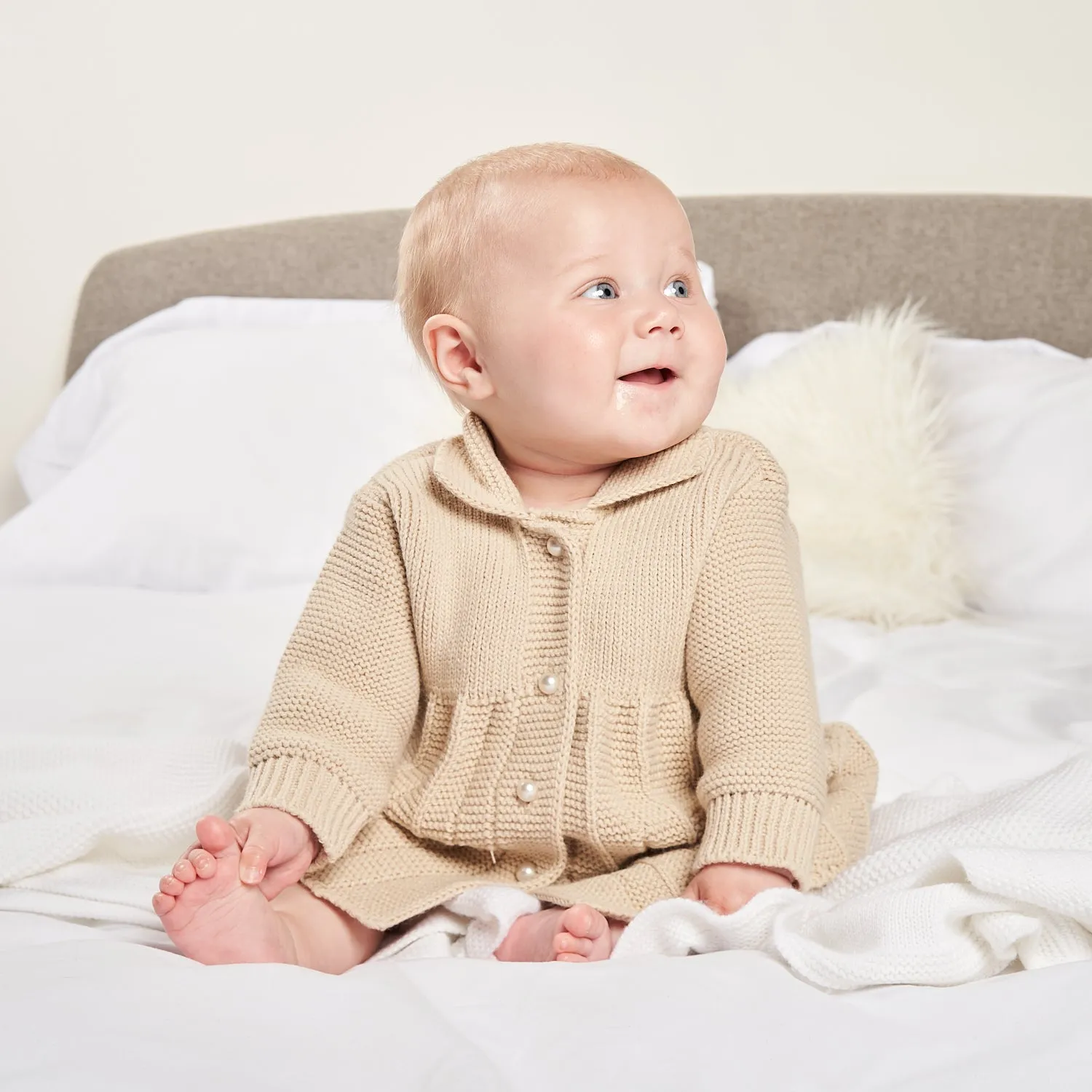 Beige Pearl Button Coat