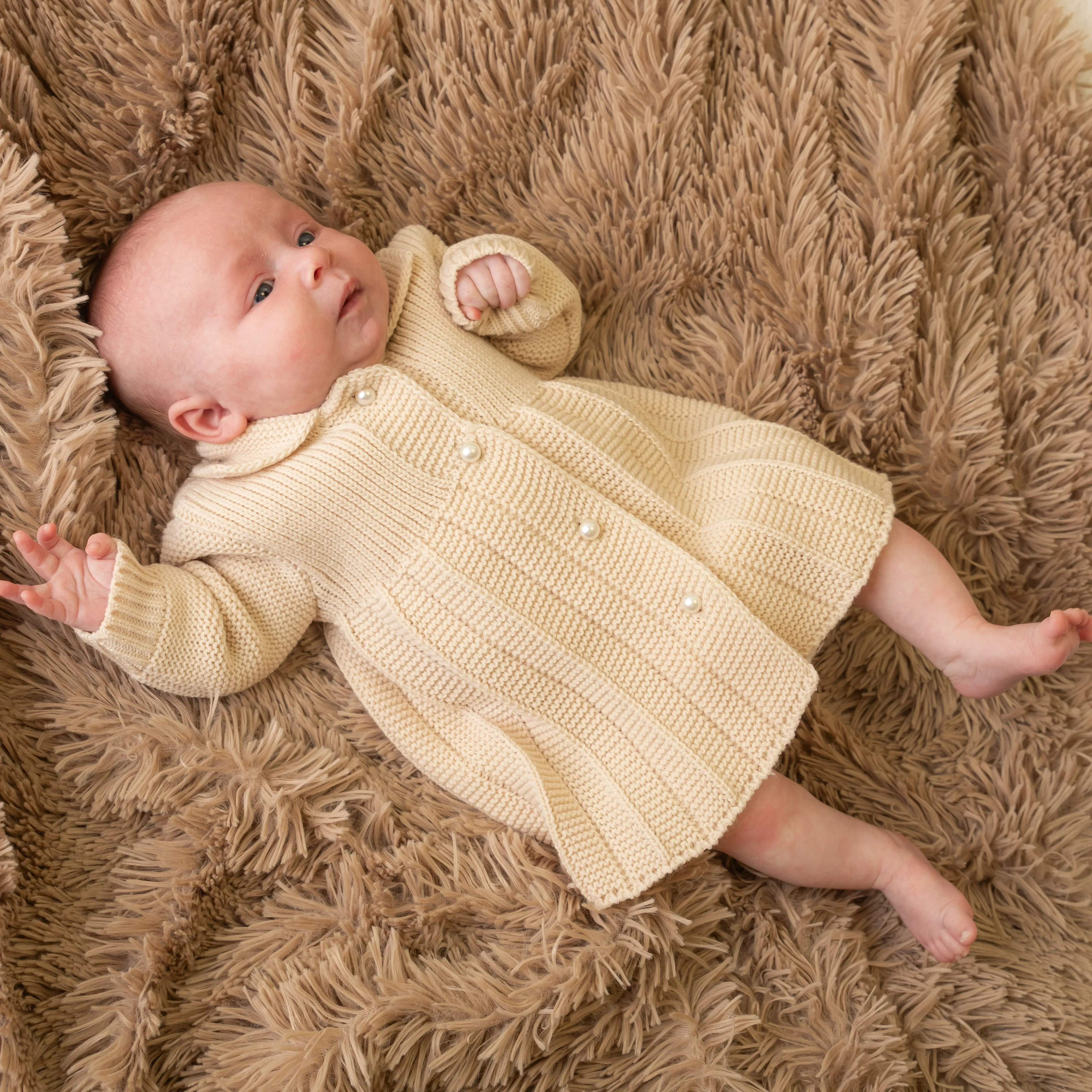 Beige Pearl Button Coat