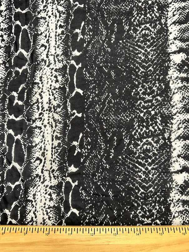 Black Multi Alligator Print Poly Chiffon Fabric