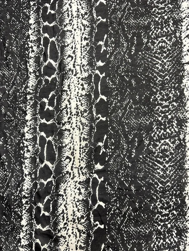 Black Multi Alligator Print Poly Chiffon Fabric