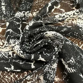 Black Multi Alligator Print Poly Chiffon Fabric