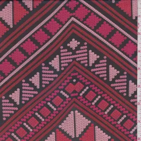 Black/Ruby/Pink Deco Chevron Chiffon Fabric