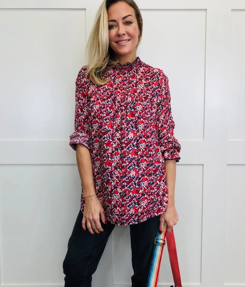 Brakeburn Berry Floral Blouse