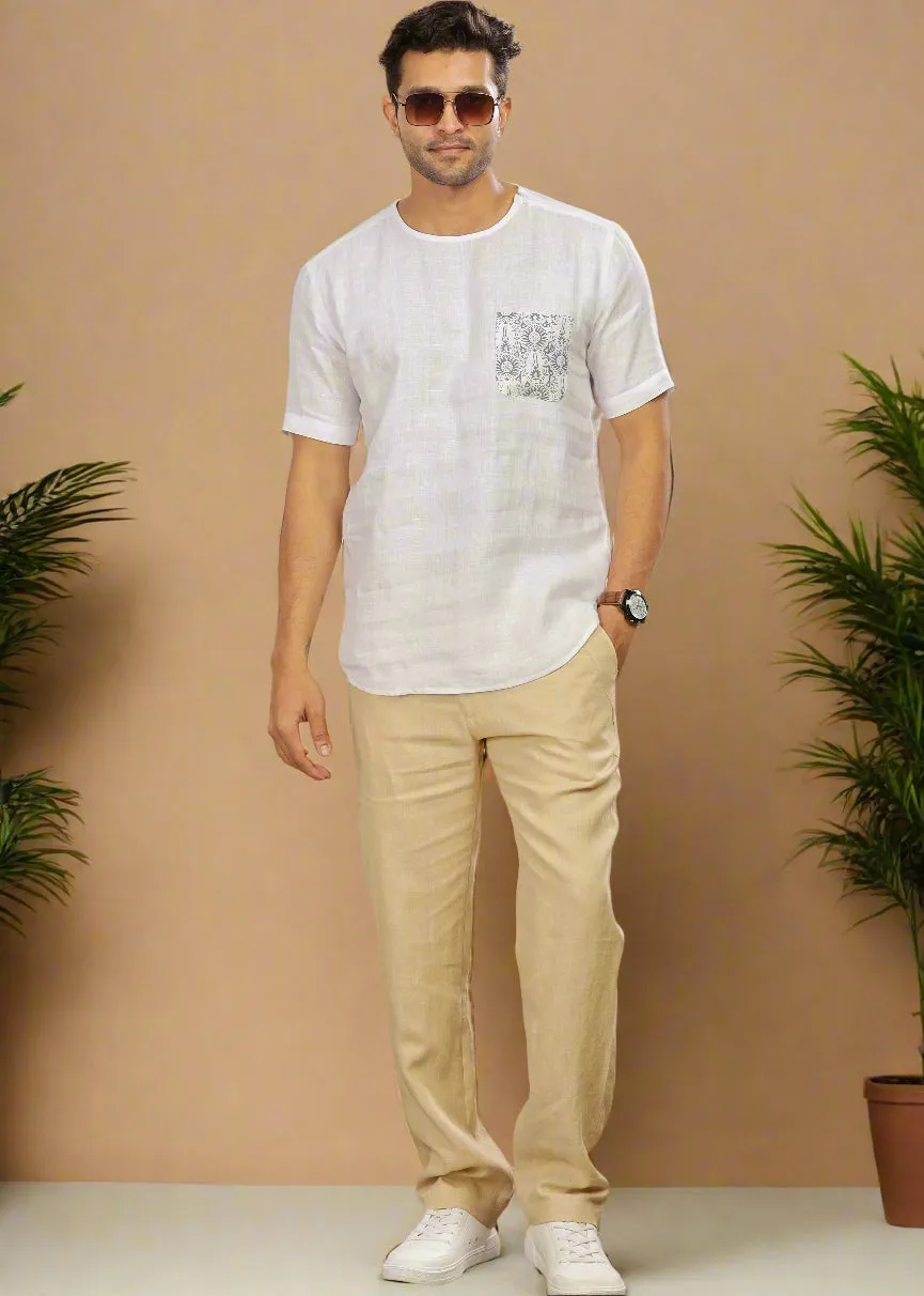 Breeze- Linen Casual Elastic Pants - Cappuccino Beige