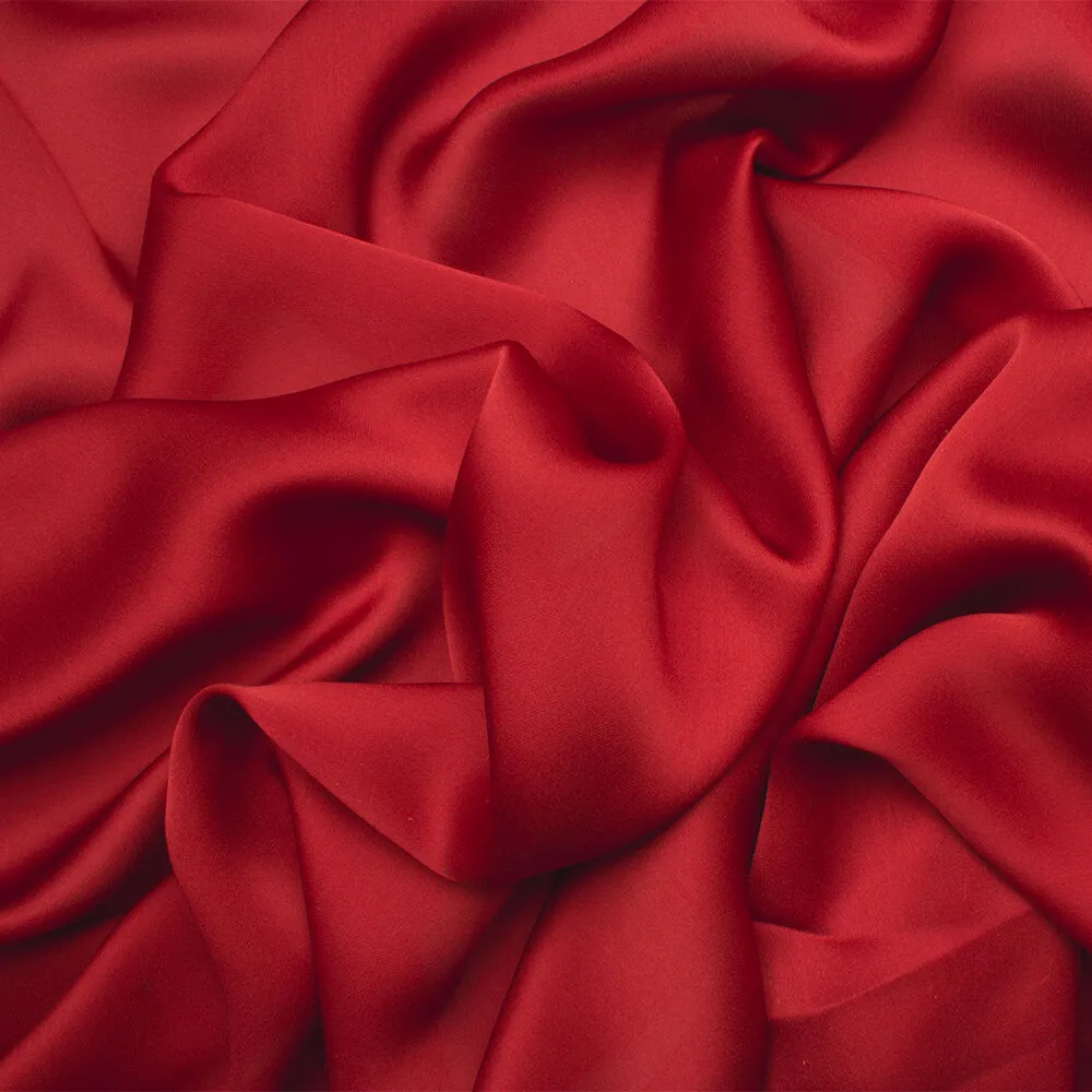 Brick Red Silk Satinised Chiffon