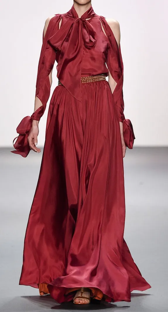 Brick Red Silk Satinised Chiffon