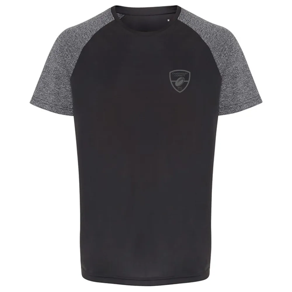 CCRFC Contrast Sleeve Performance T-Shirt - Charc/Blk Melange