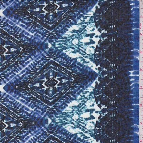 Cobalt/Black Tribal Stripe Chiffon Fabric