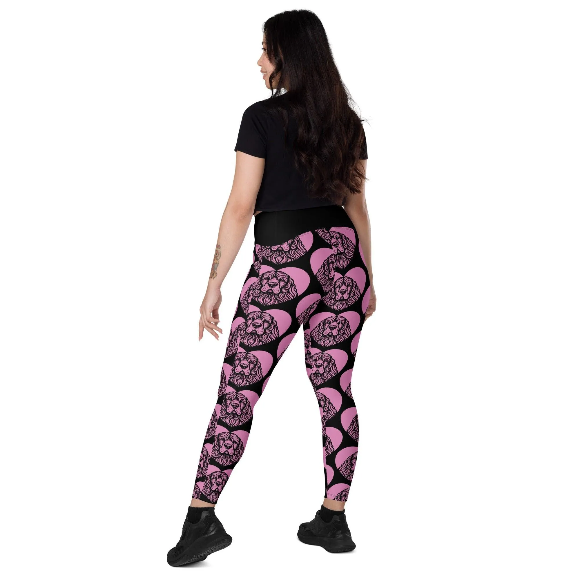 DOG BREED LEGGINGS with pockets - AMERICAN COCKER SPANIEL - HERTTAHOUND - pink