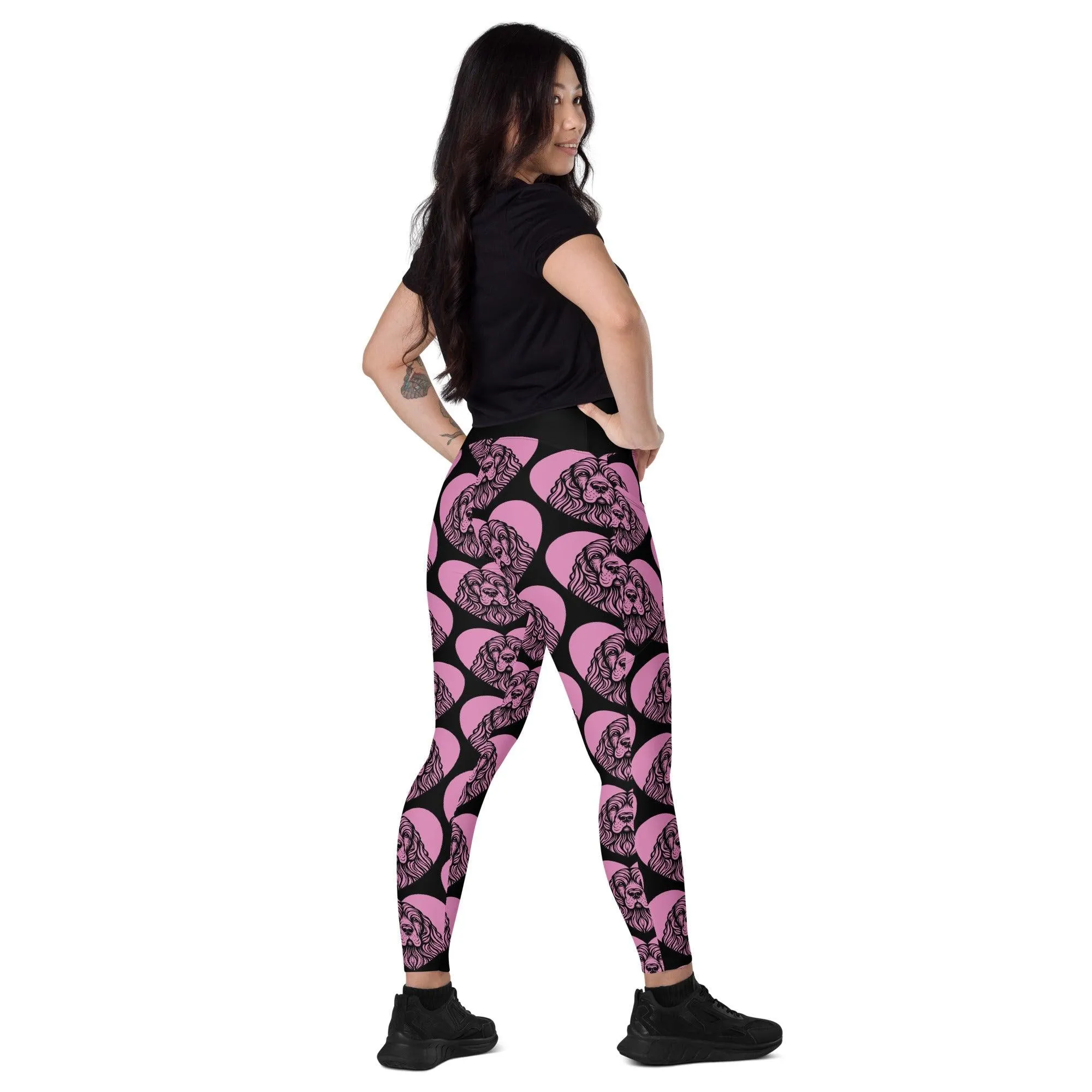 DOG BREED LEGGINGS with pockets - AMERICAN COCKER SPANIEL - HERTTAHOUND - pink