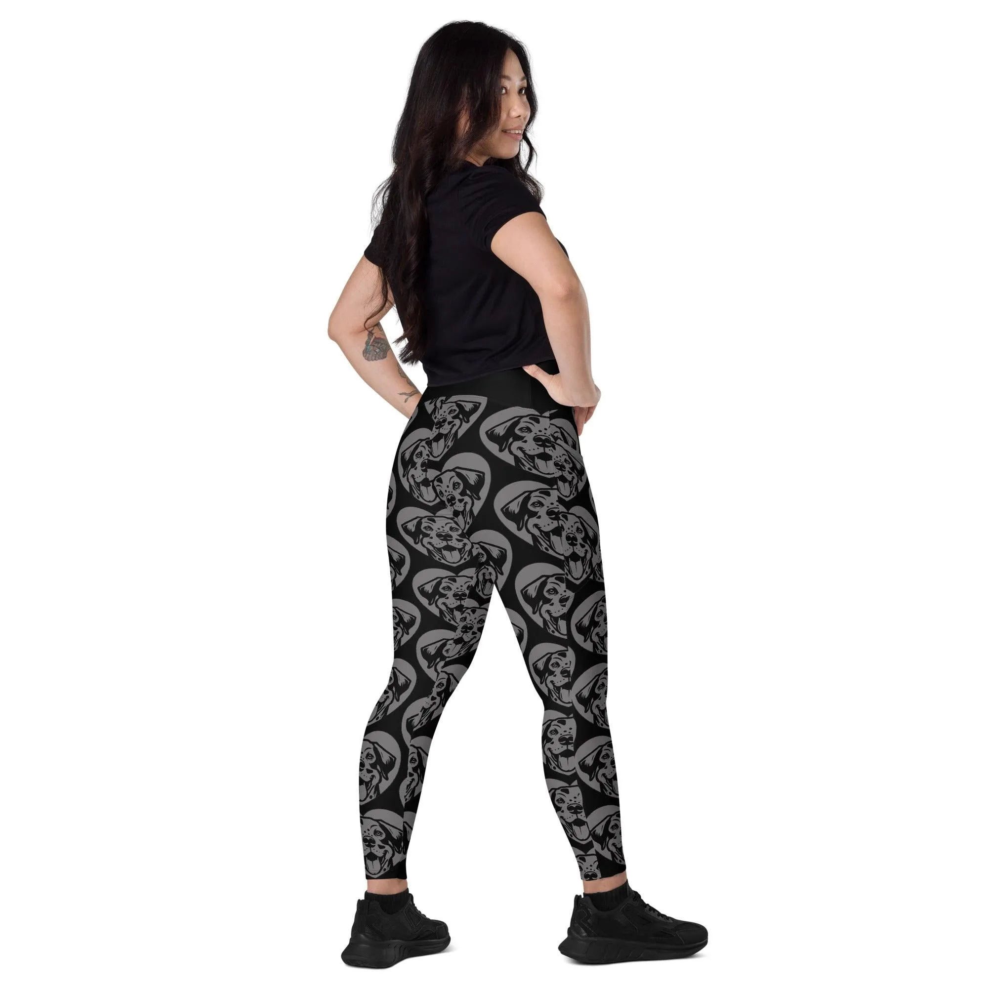 DOG BREED LEGGINGS with pockets - CATAHOULA LEOPARD DOG - HERTTAHOUND - grey