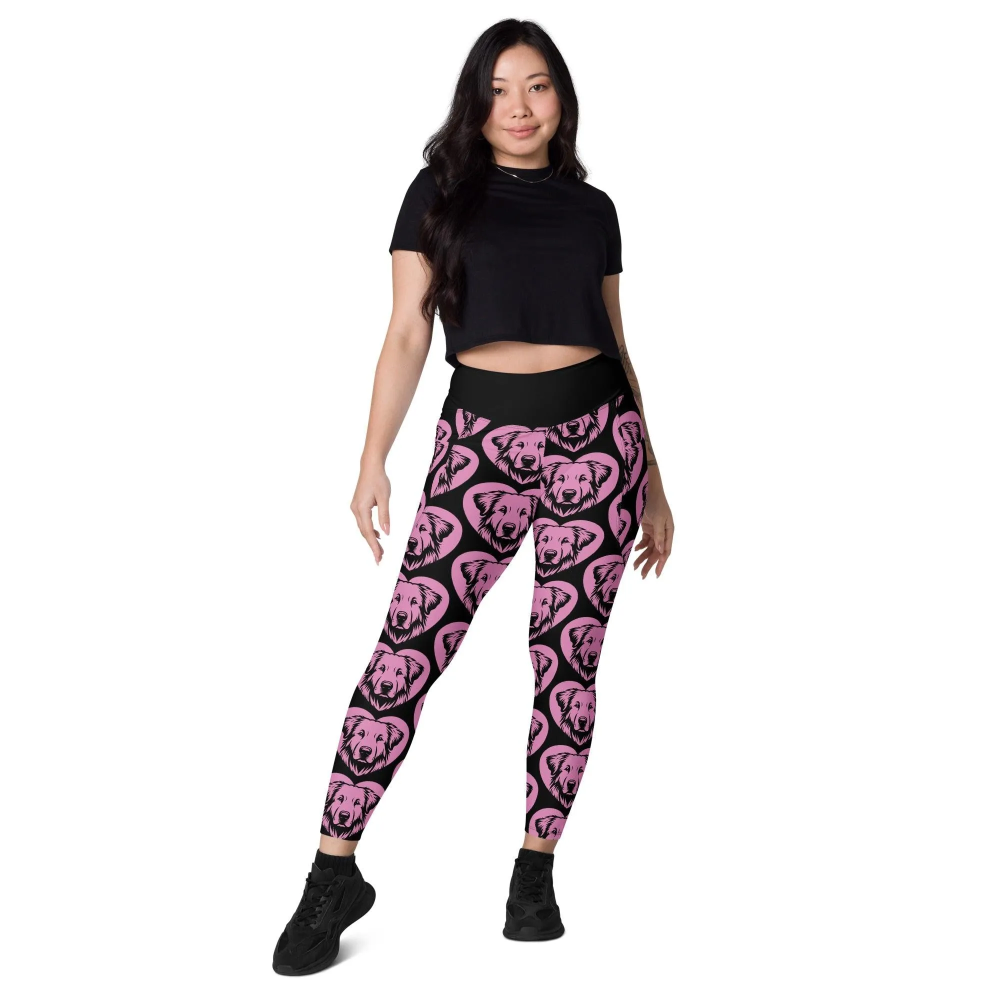 DOG BREED LEGGINGS with pockets - KUVASZ - HERTTAHOUND - pink