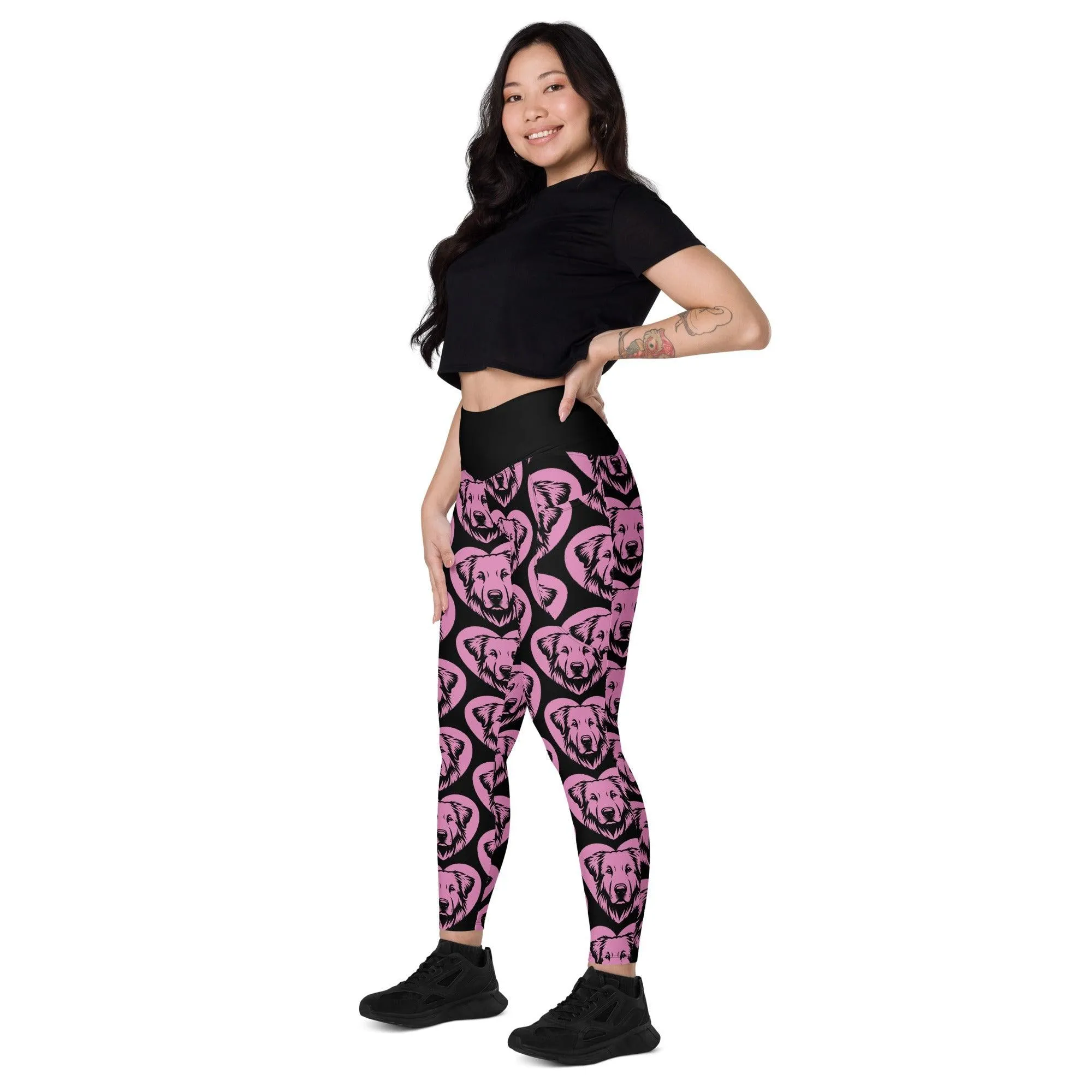 DOG BREED LEGGINGS with pockets - KUVASZ - HERTTAHOUND - pink