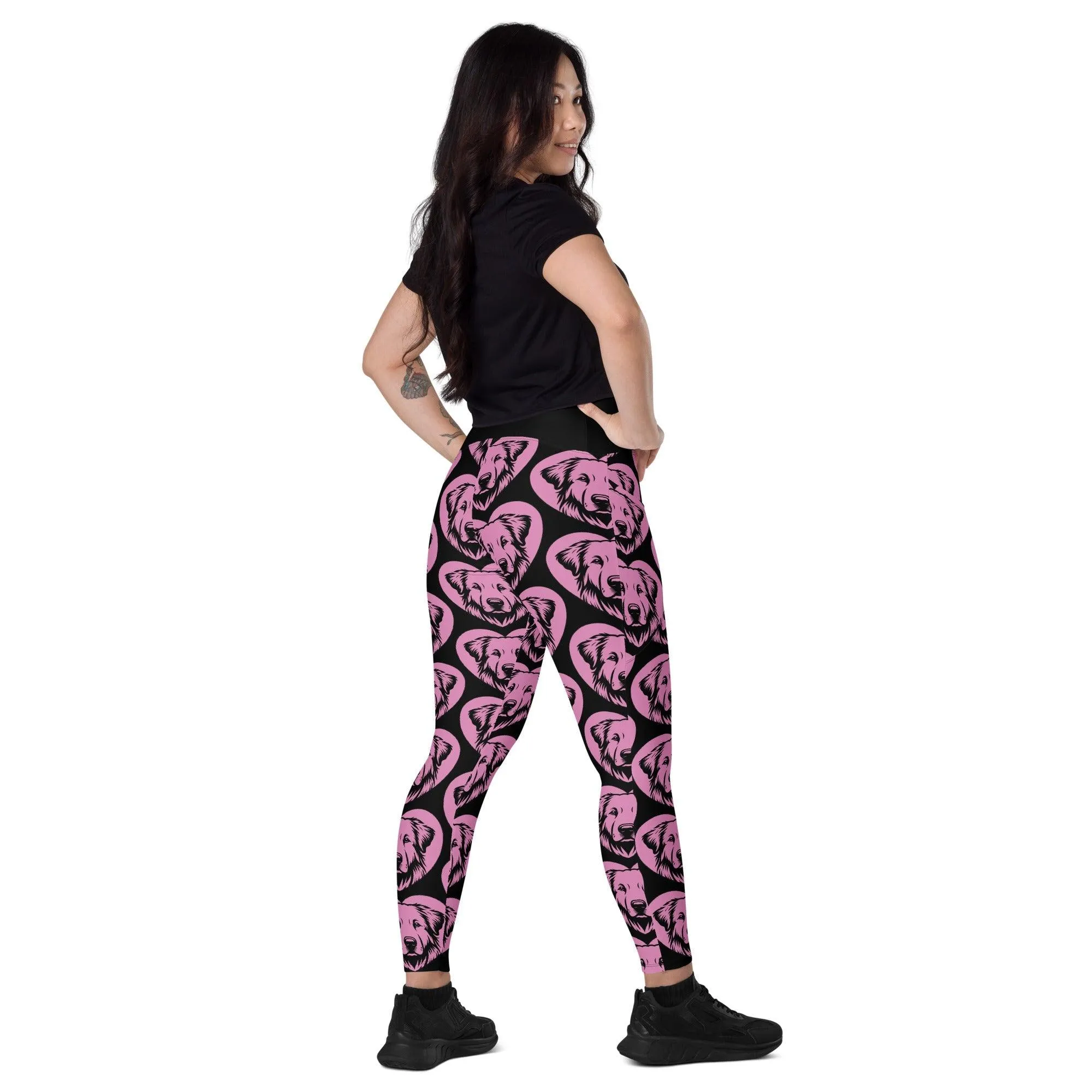 DOG BREED LEGGINGS with pockets - KUVASZ - HERTTAHOUND - pink