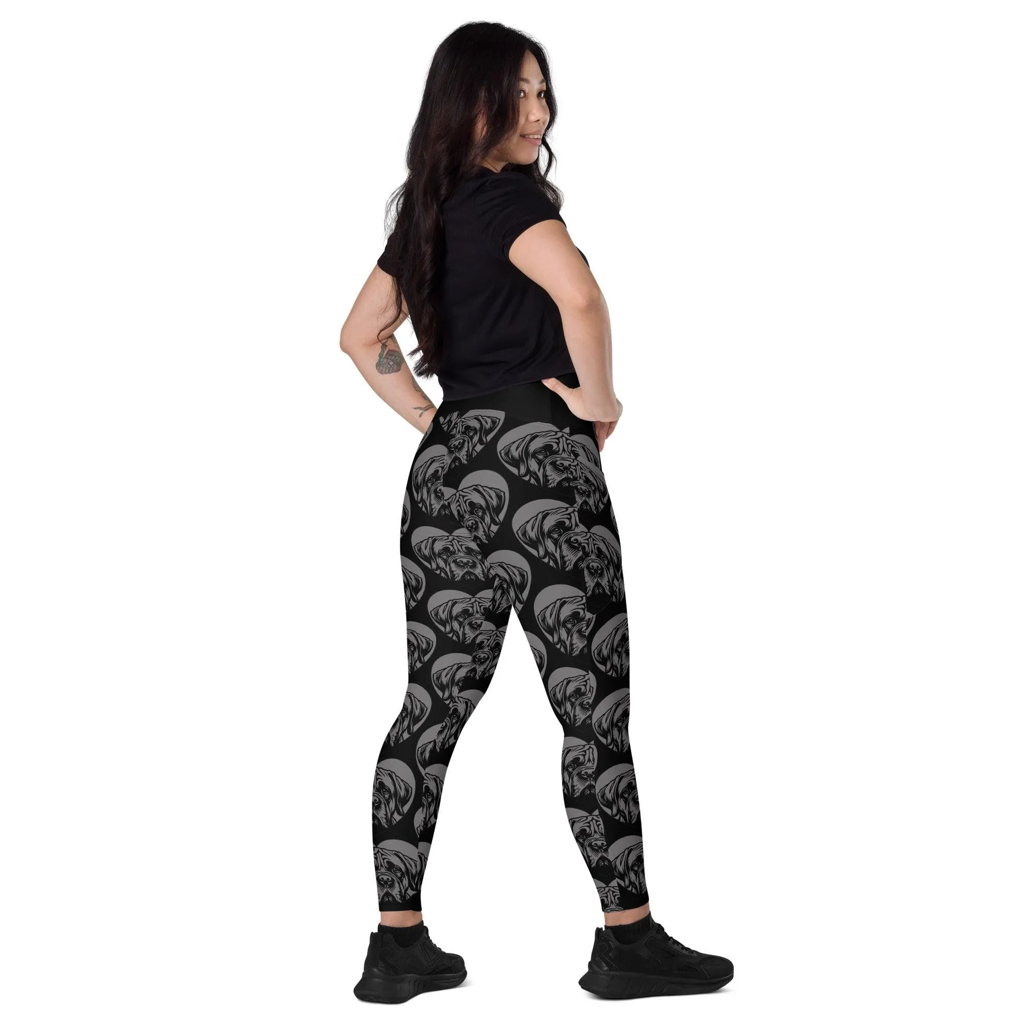 DOG BREED LEGGINGS with pockets - MASTIFF - HERTTAHOUND - grey