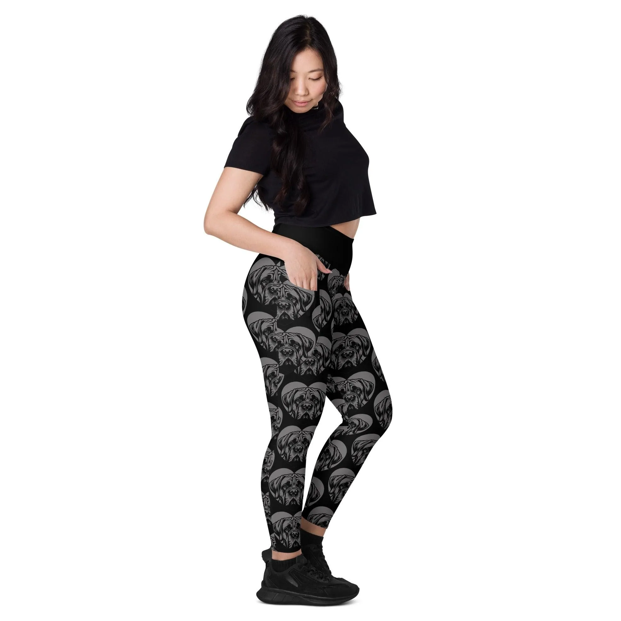 DOG BREED LEGGINGS with pockets - MASTIFF - HERTTAHOUND - grey