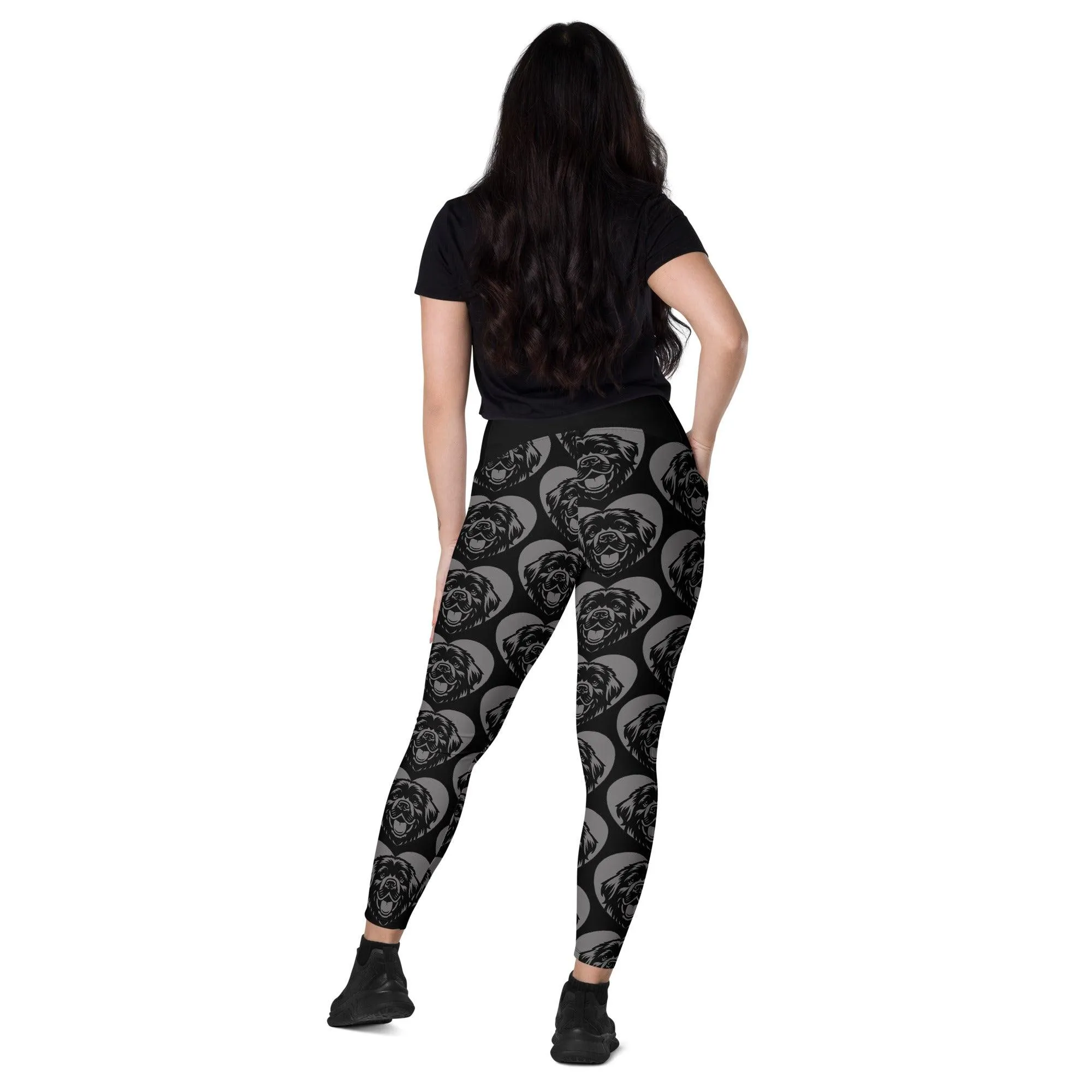 DOG BREED LEGGINGS with pockets - NEWFOUNDLAND - HERTTAHOUND - grey