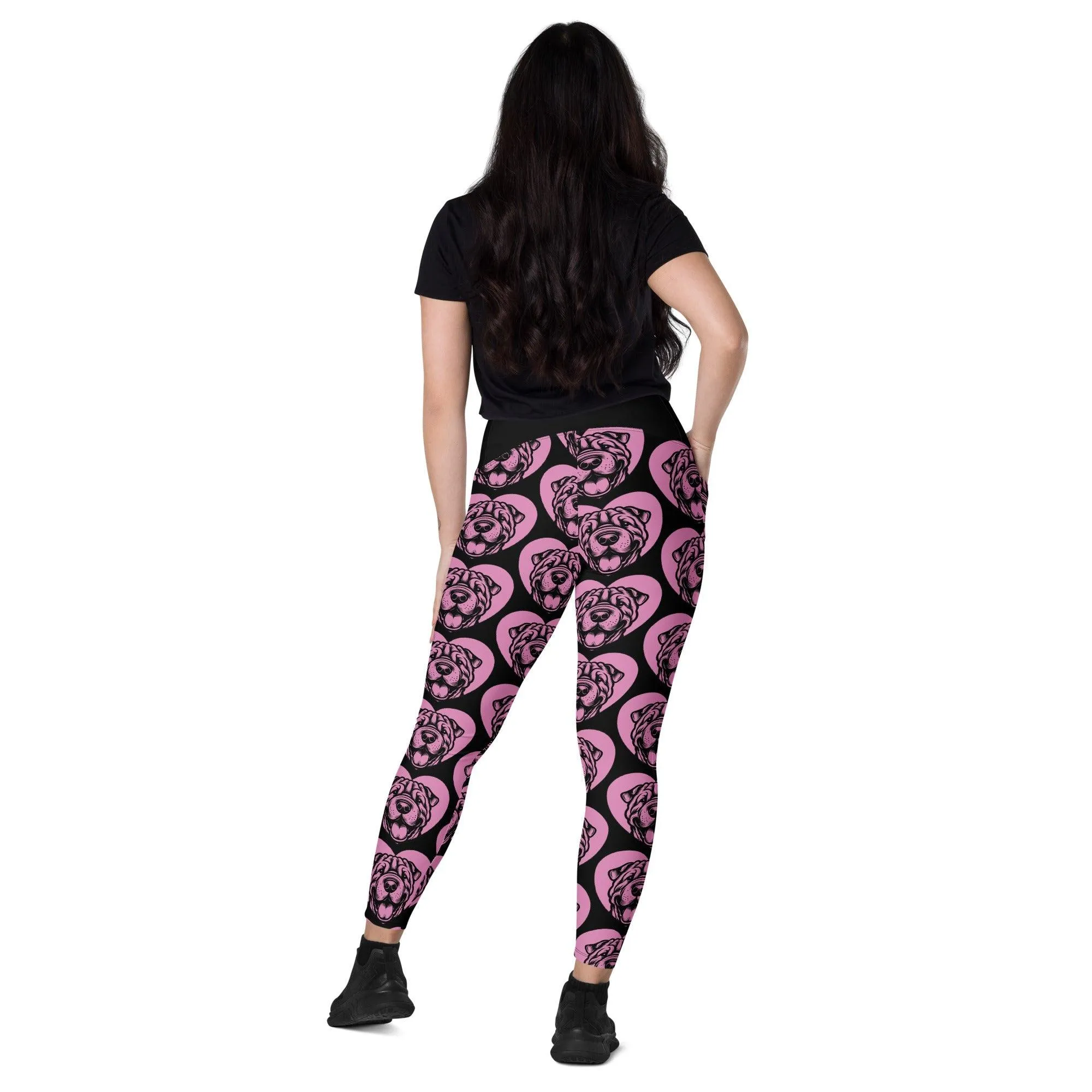 DOG BREED LEGGINGS with pockets - SHAR PEI - HERTTAHOUND - pink