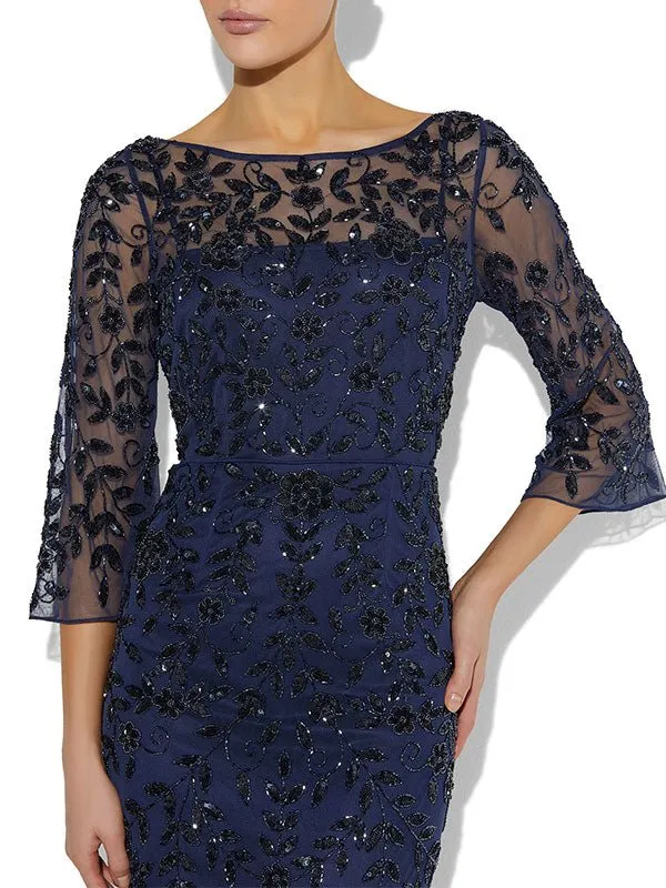 Eliza Navy Hand Beaded Gown