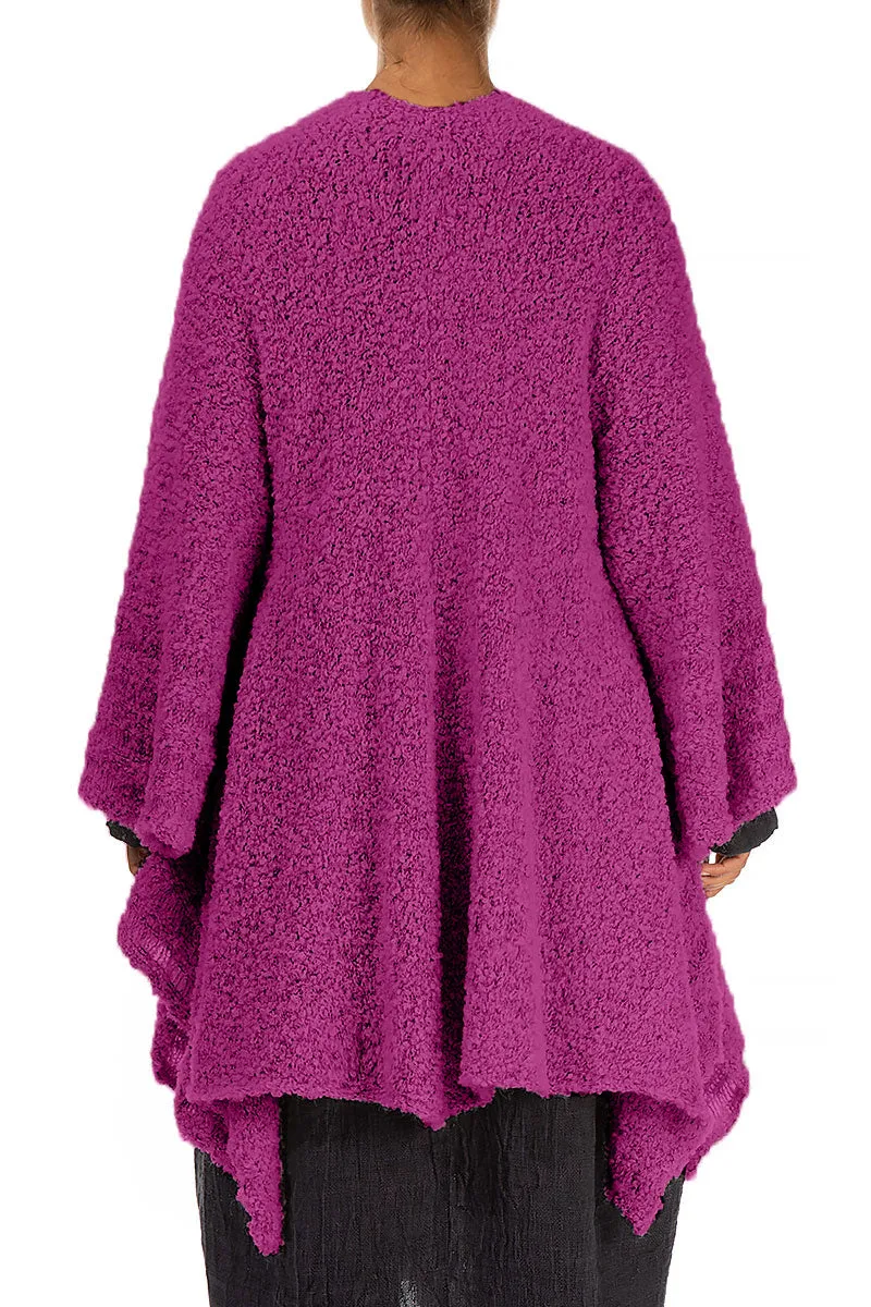 Flared Royal Fuchsia Alpaca Wool Cardigan