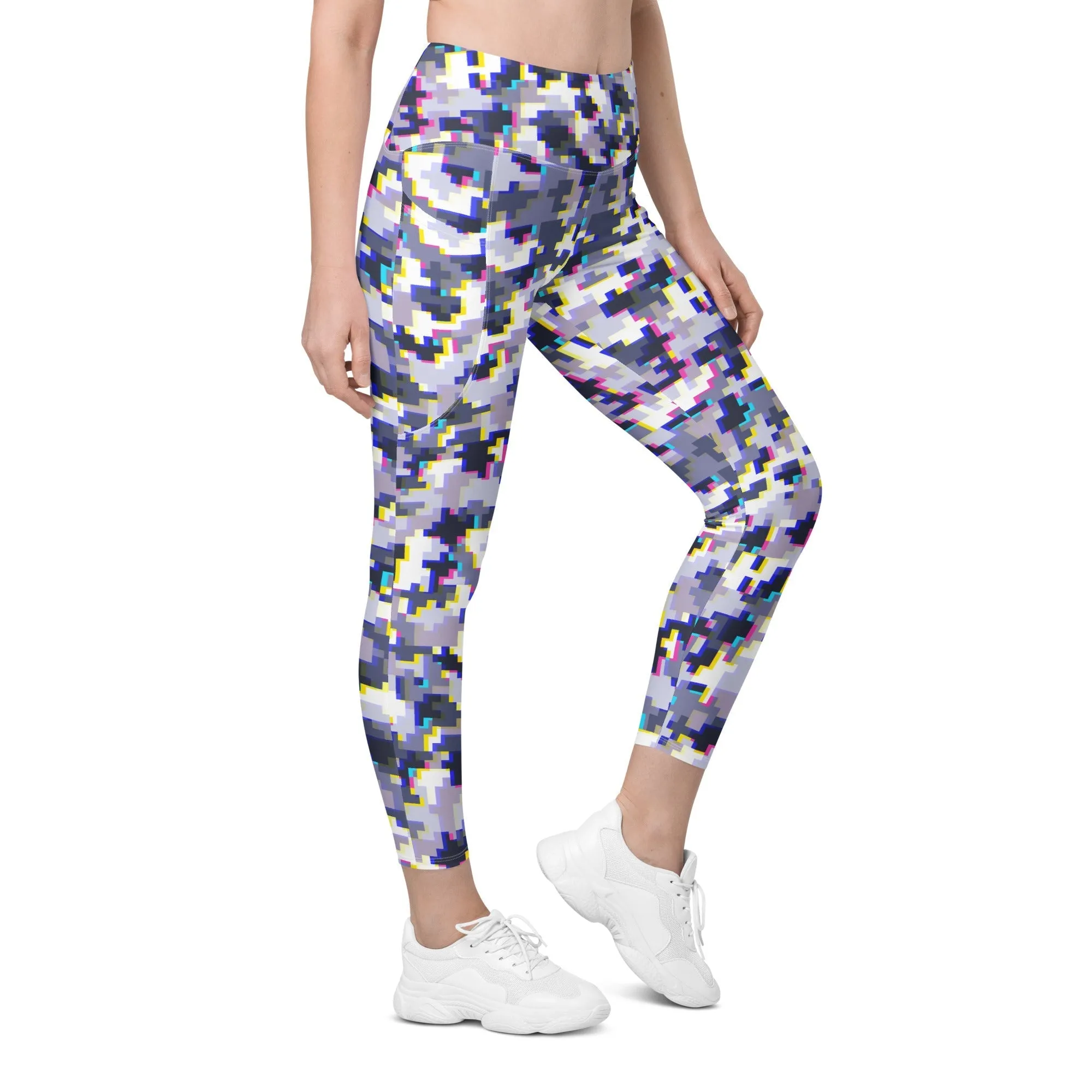 Glitchy Camo Leggings With Pockets