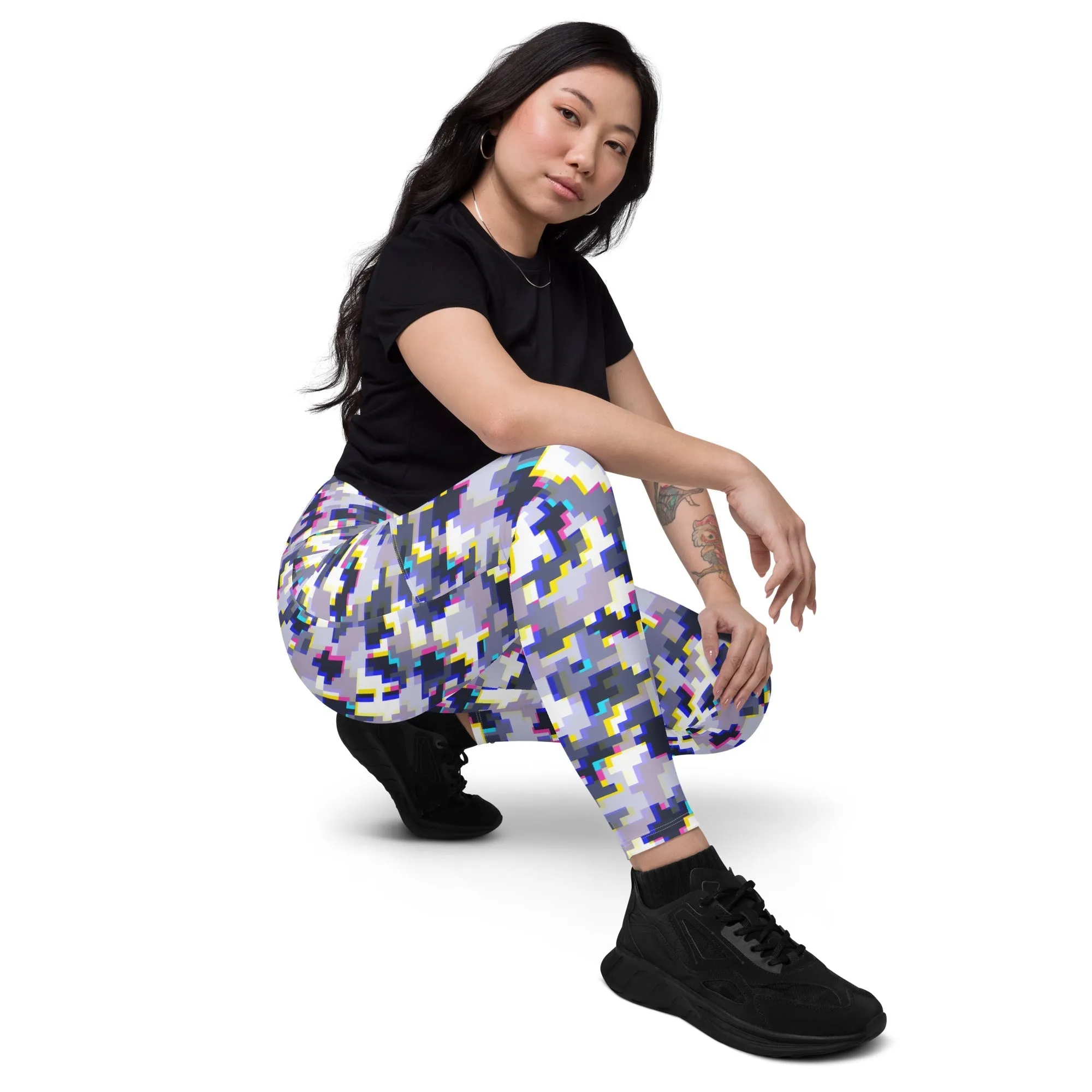 Glitchy Camo Leggings With Pockets