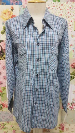 Grey & Blue Check Blouse CE032