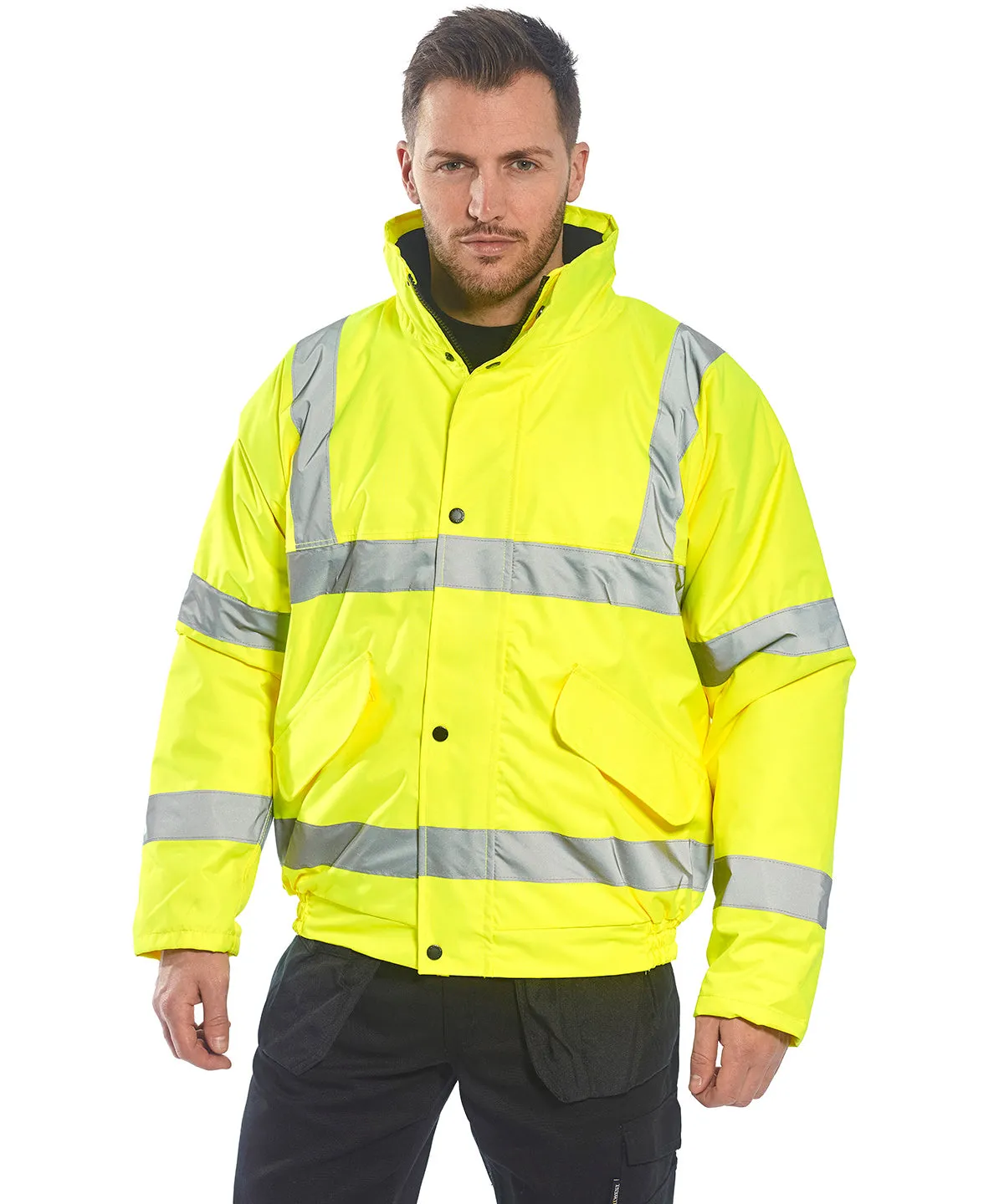 Hi-Vis Yellow/Navy - Hi-vis bomber jacket (S463/S226)