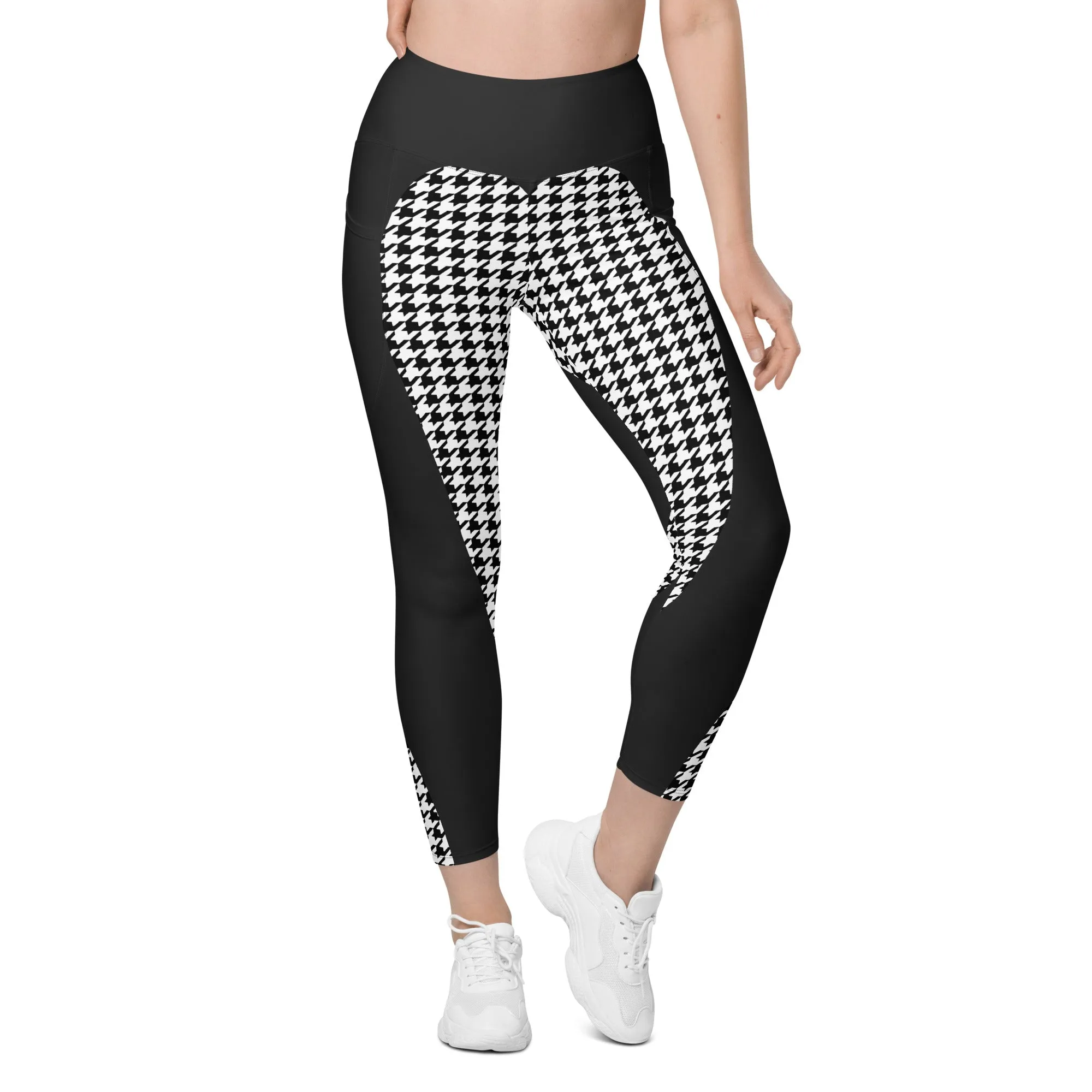 Houndstooth Heart Shaped Leggings With Pockets