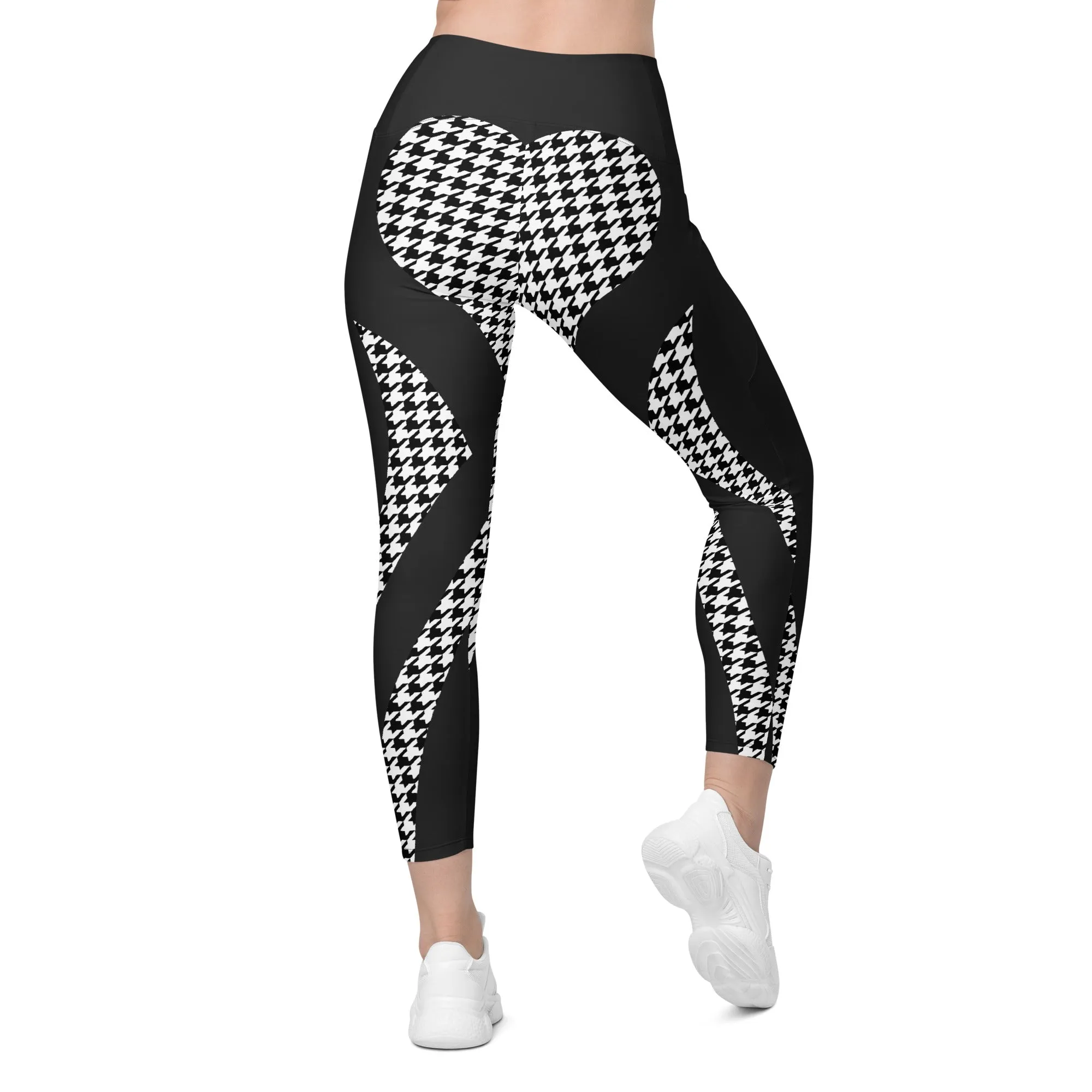 Houndstooth Heart Shaped Leggings With Pockets