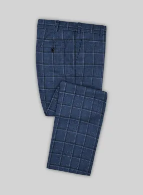 Italian Murano Odi Blue Wool Linen Silk Pants