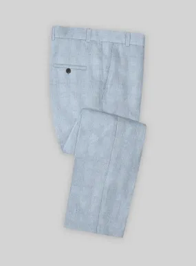 Italian Prato Blue Glen Linen Pants