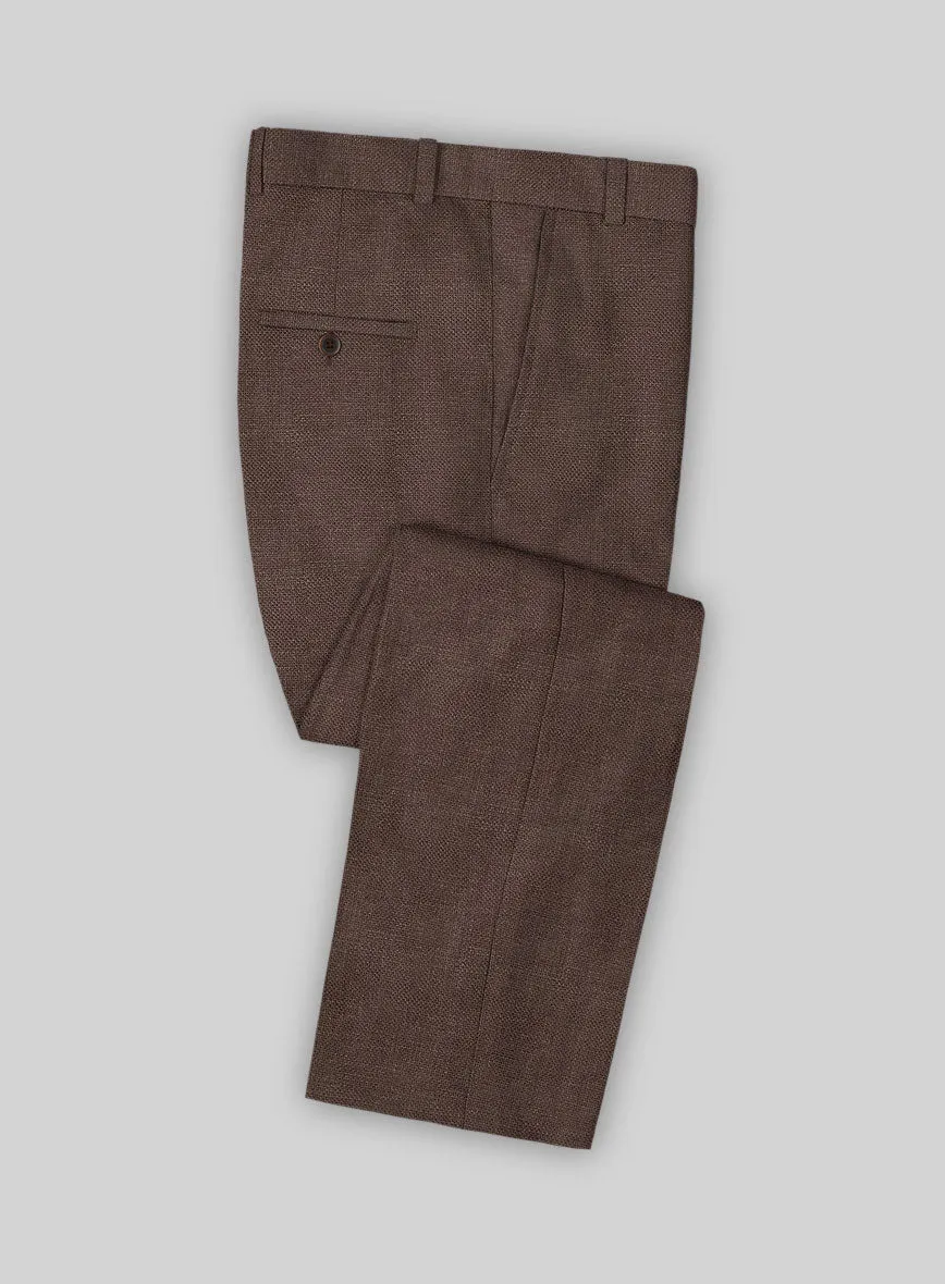 Italian Prato Brown Dobby Linen Pants