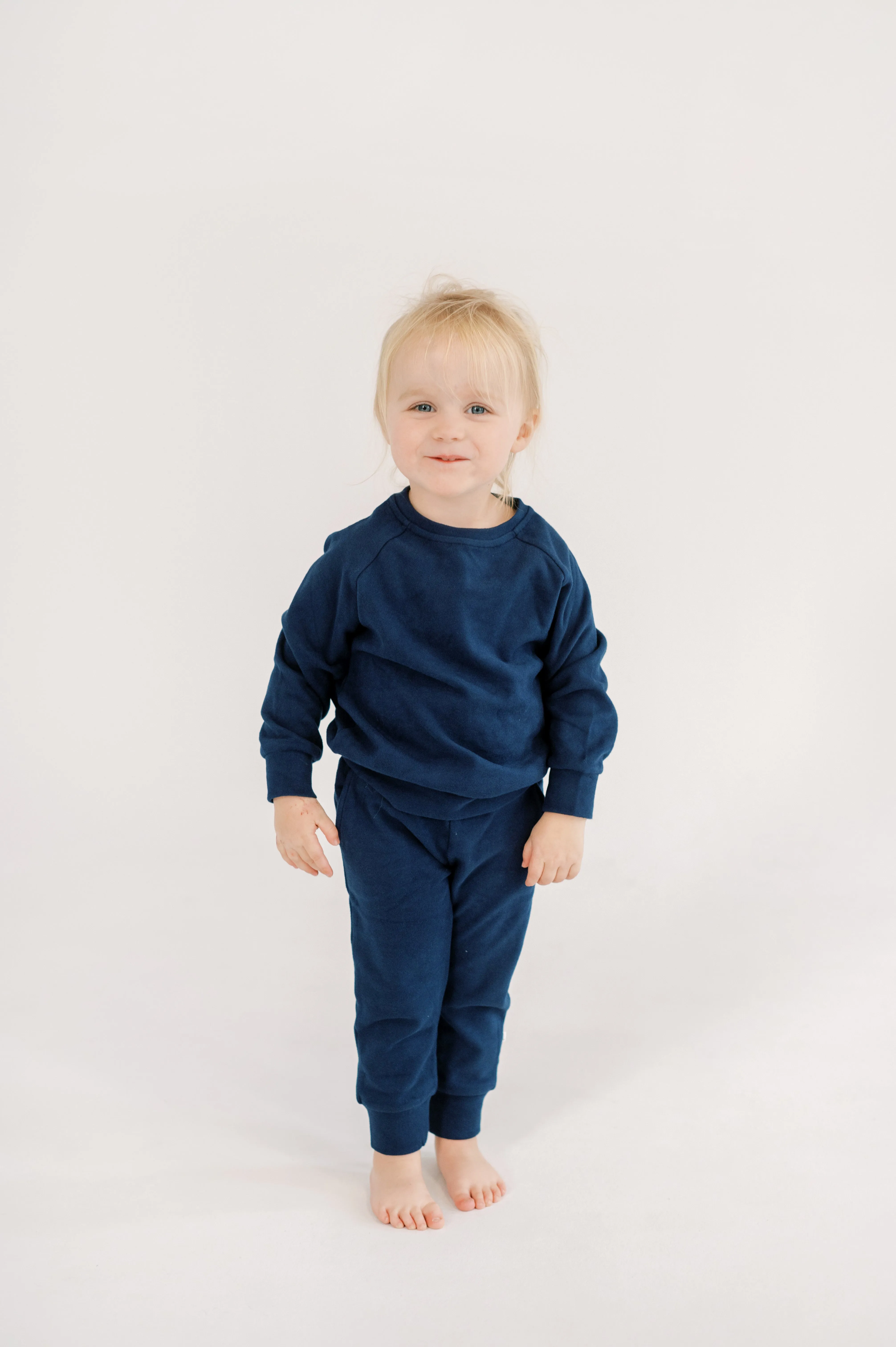 Kids' Fleece Crewneck in Navy