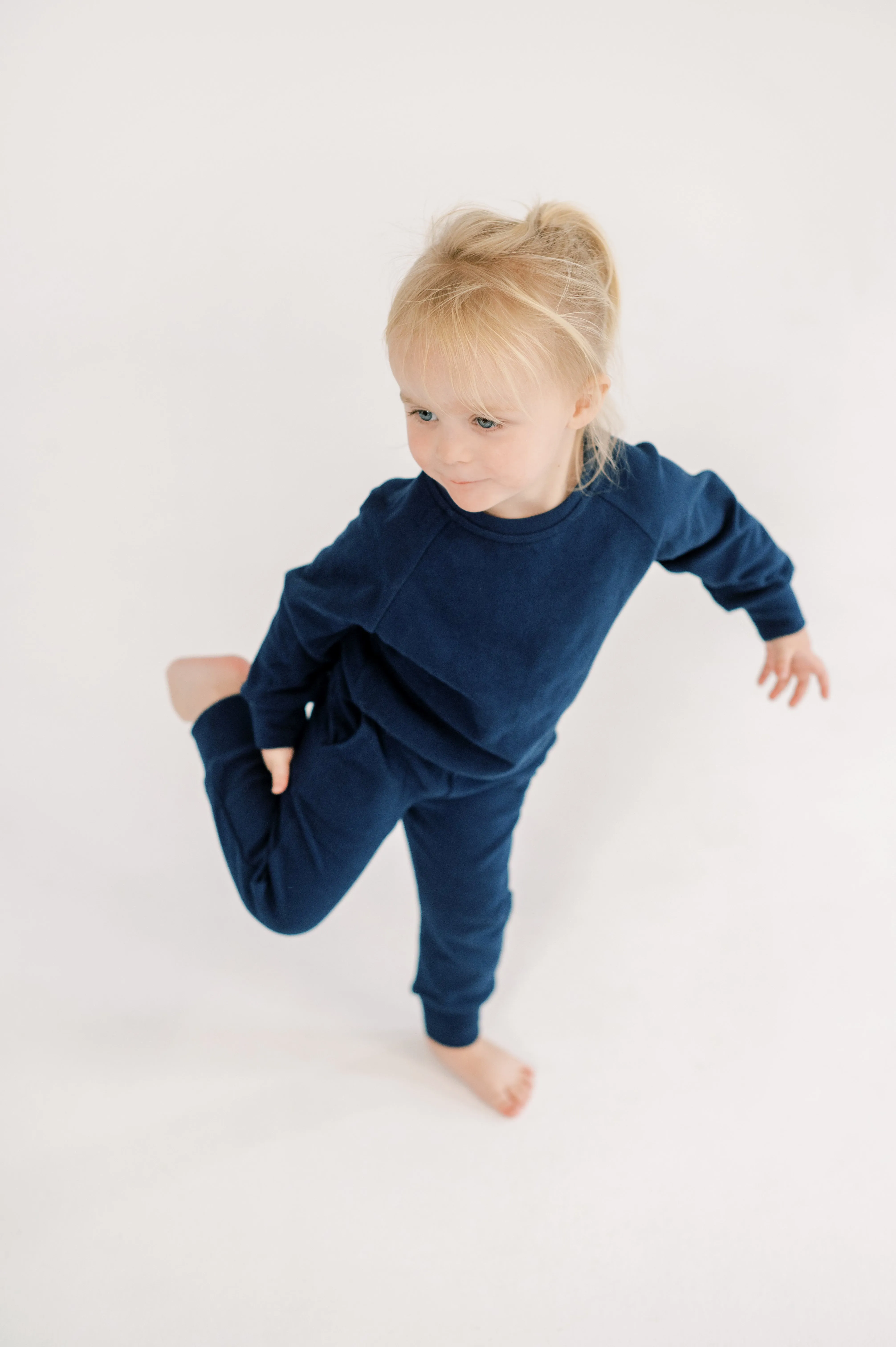 Kids' Fleece Crewneck in Navy