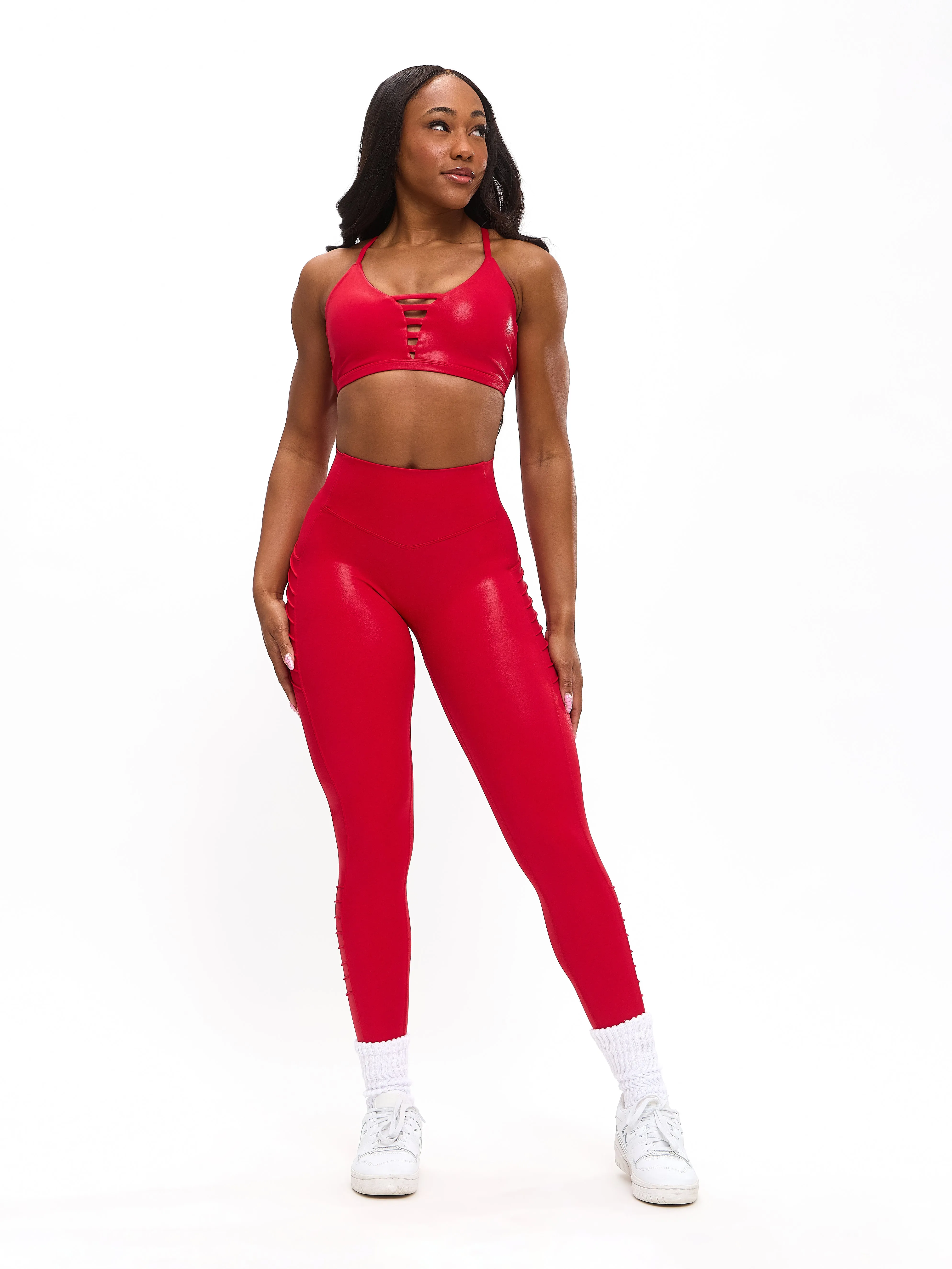 Moto Pocket Legging - Red Hot Patent