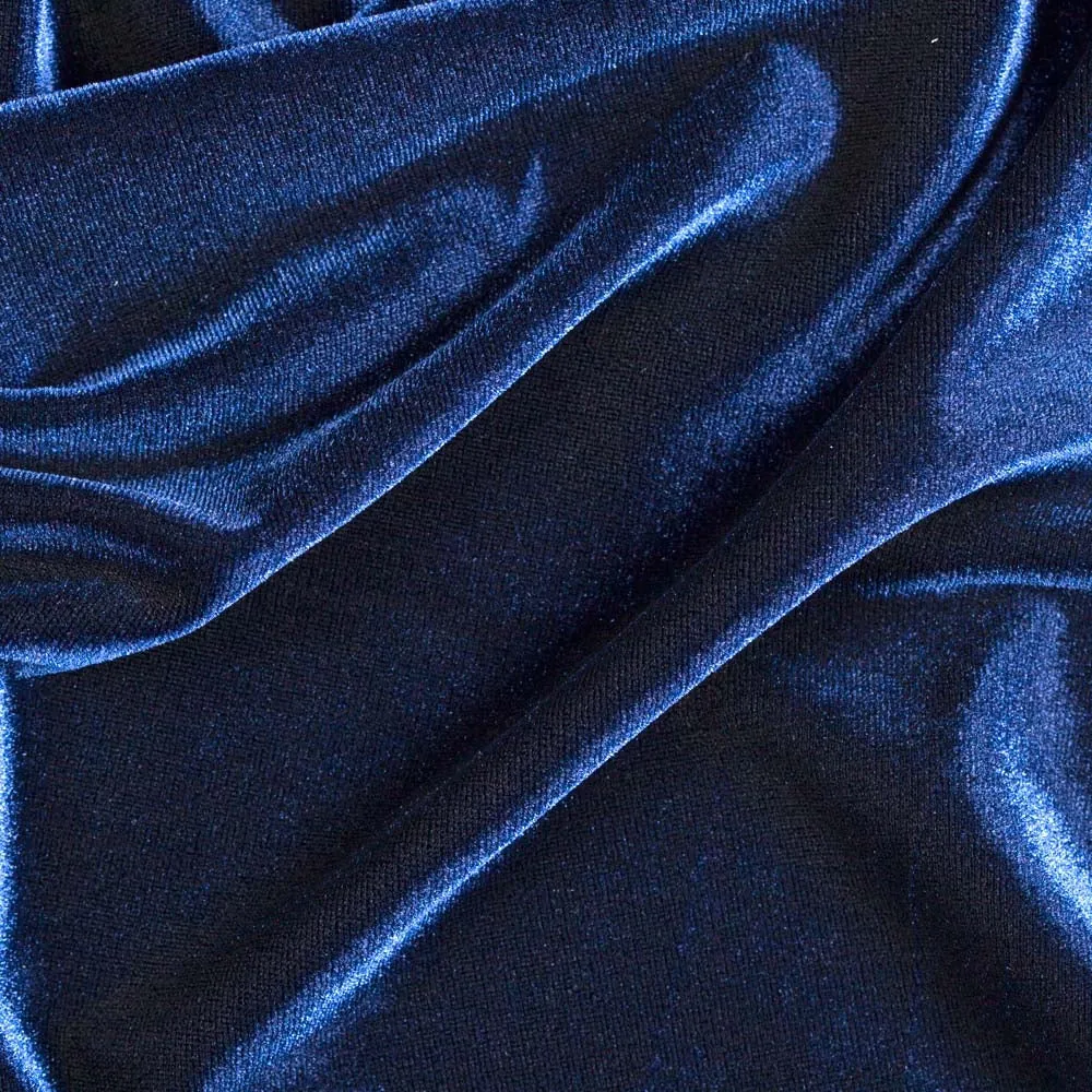 Navy Stretch Velvet Spandex Fabric