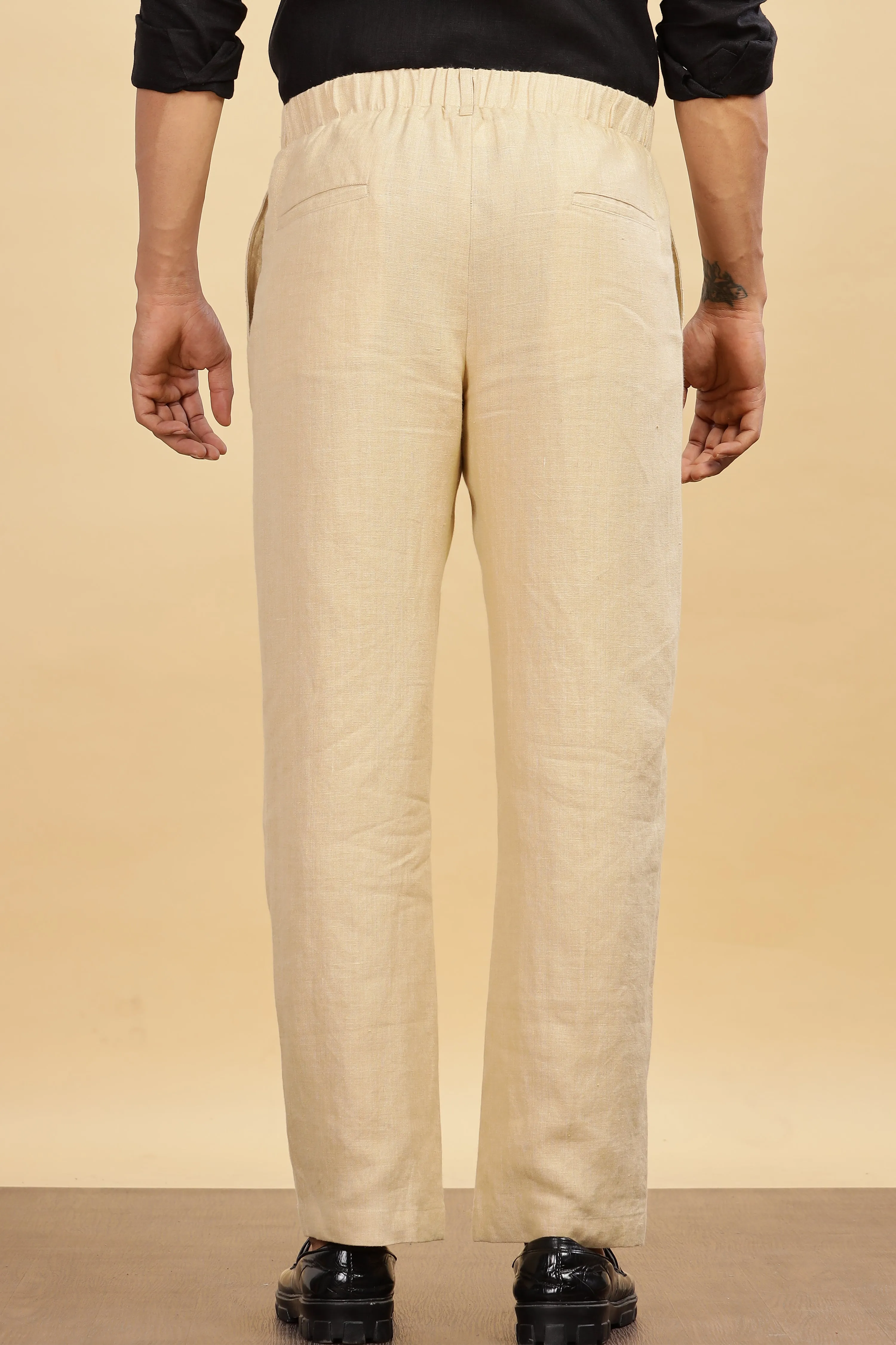 RM Pure Linen Korean Pants - Cappuccino Beige