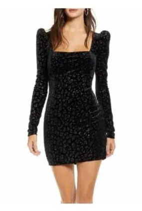 ROW.A Black Long Sleeve velvet mini dress