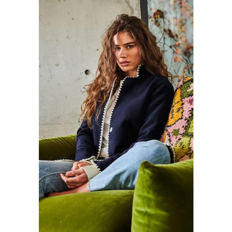 Rye Blanket Stitch Coat | Navy