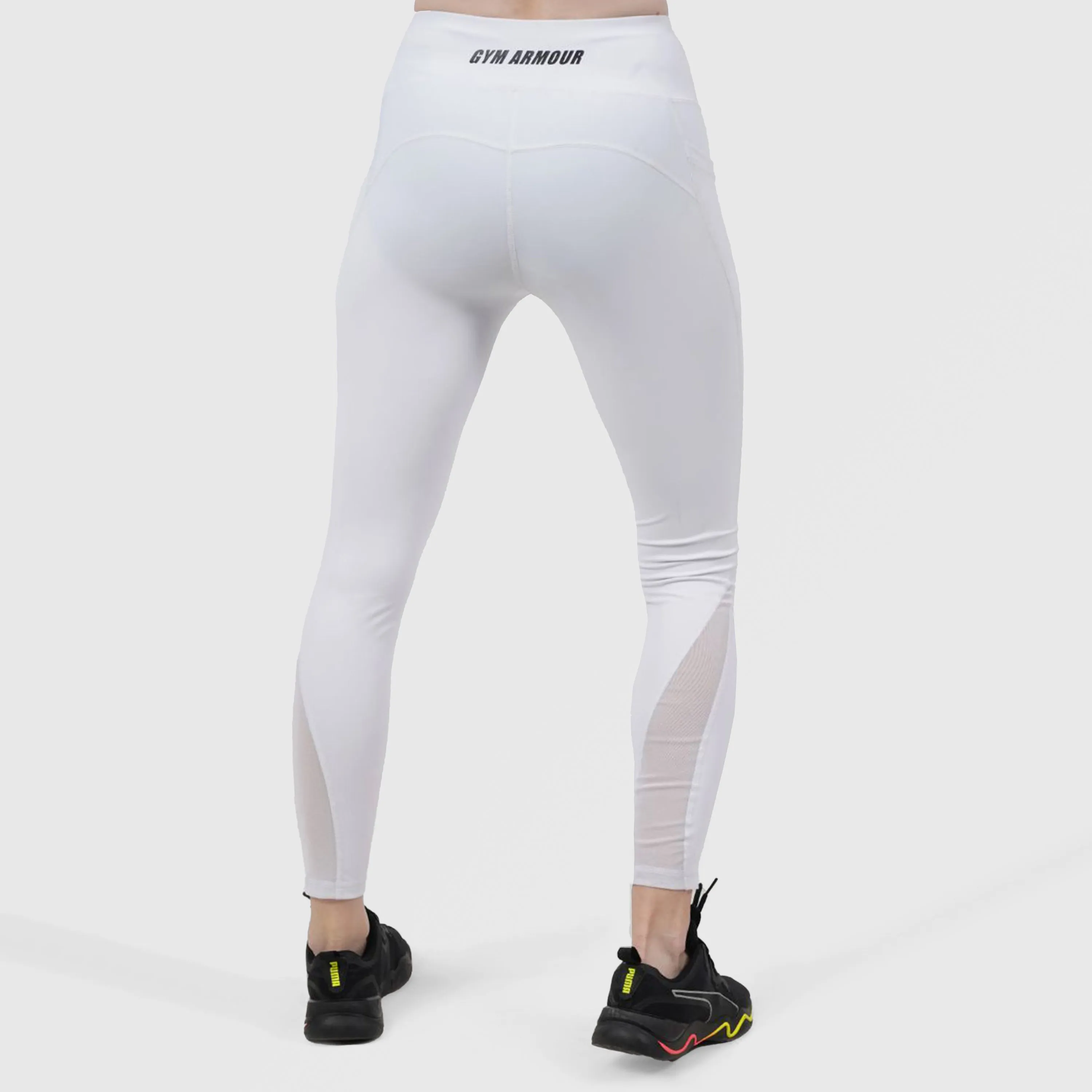 Side Mesh Fitness Leggings (White)