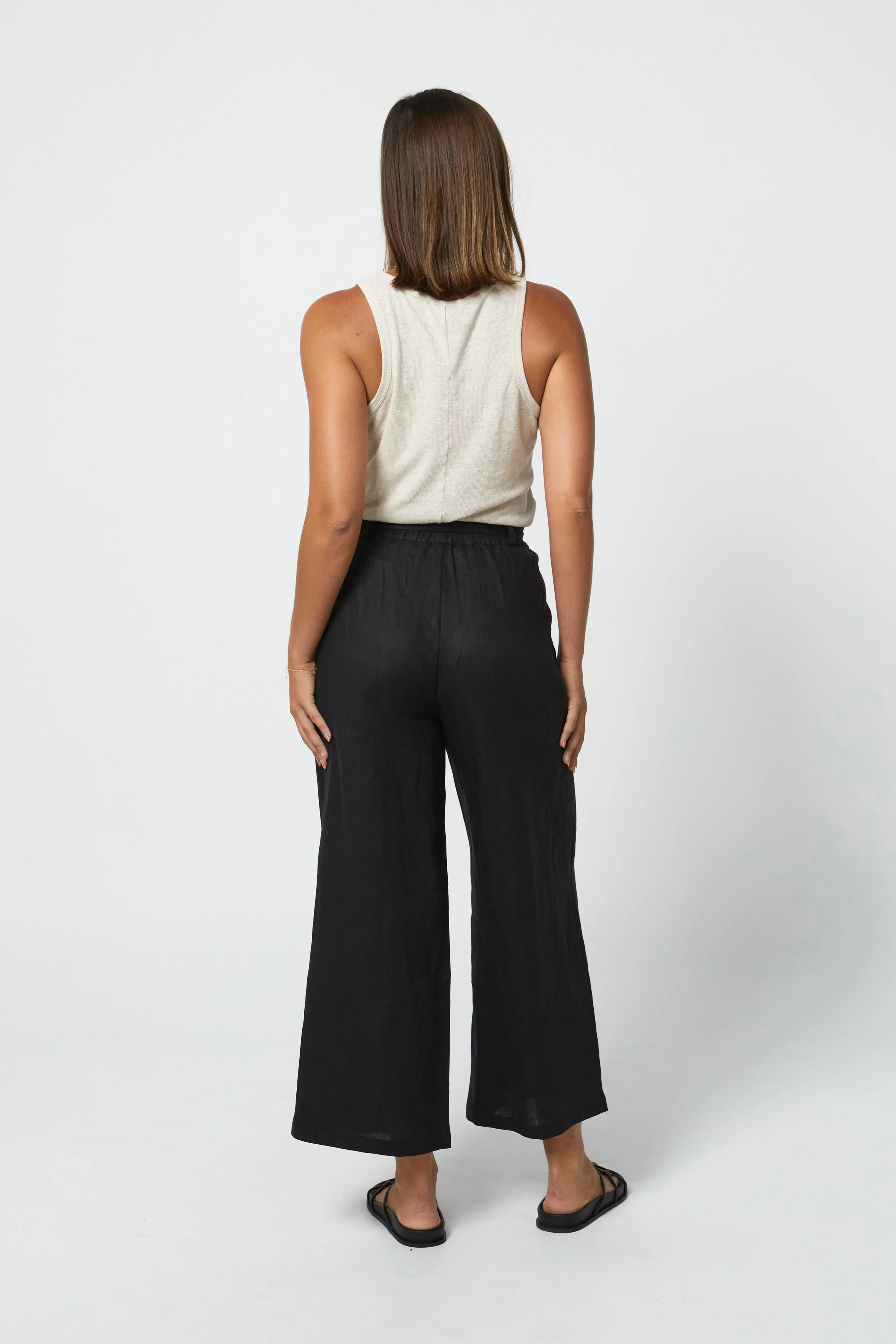 TYLER LINEN PANT - BLACK