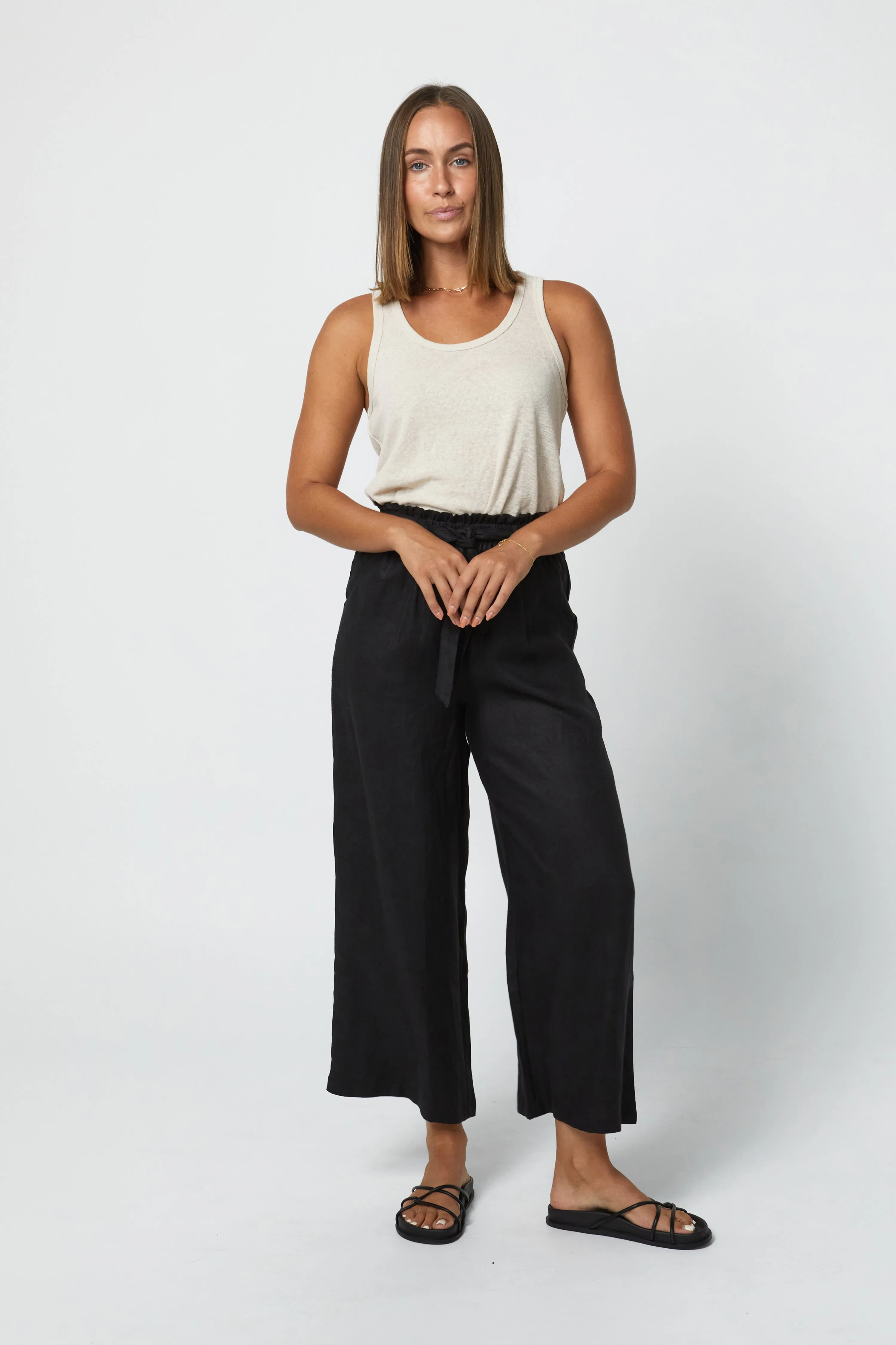 TYLER LINEN PANT - BLACK