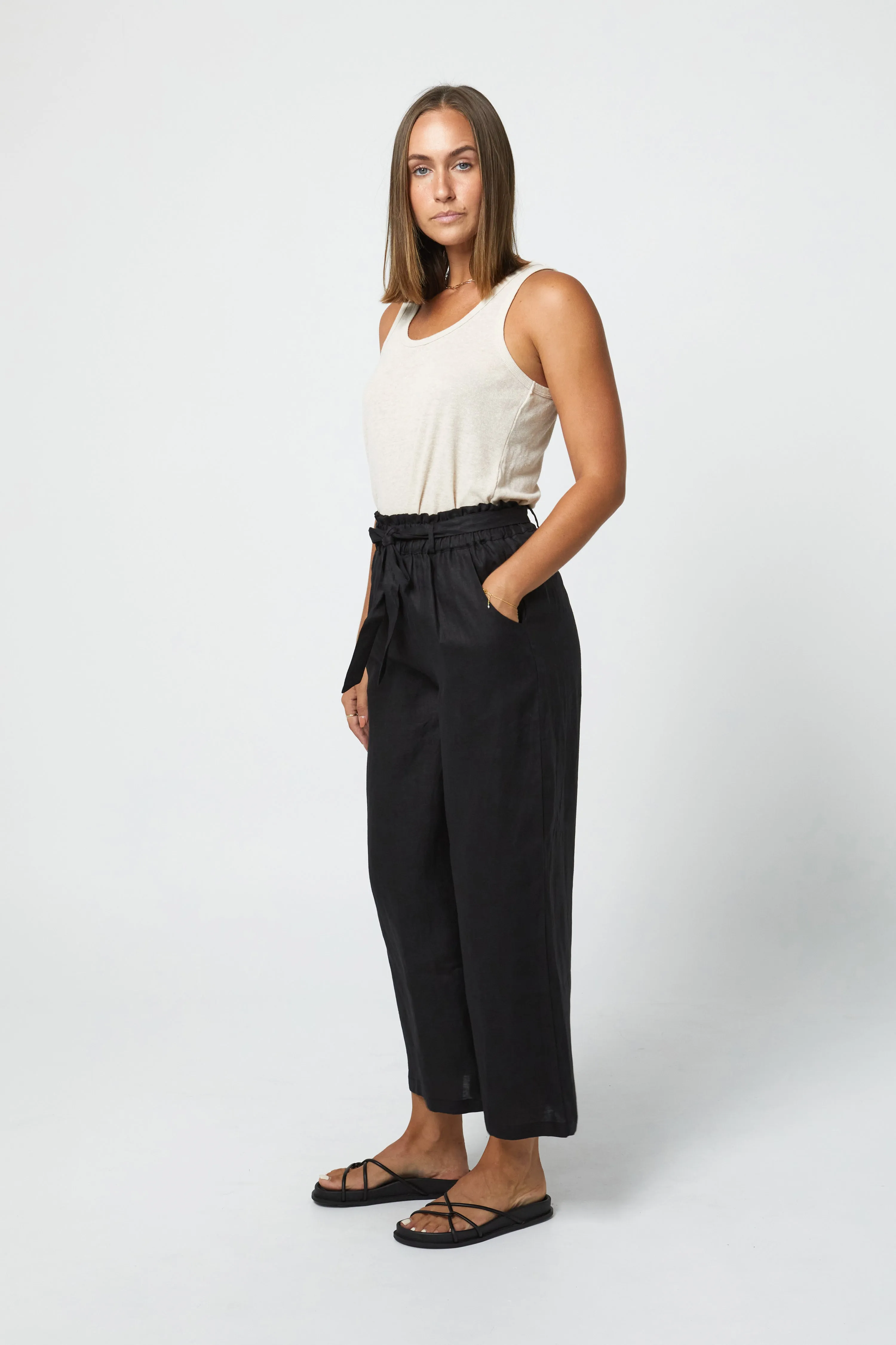 TYLER LINEN PANT - BLACK