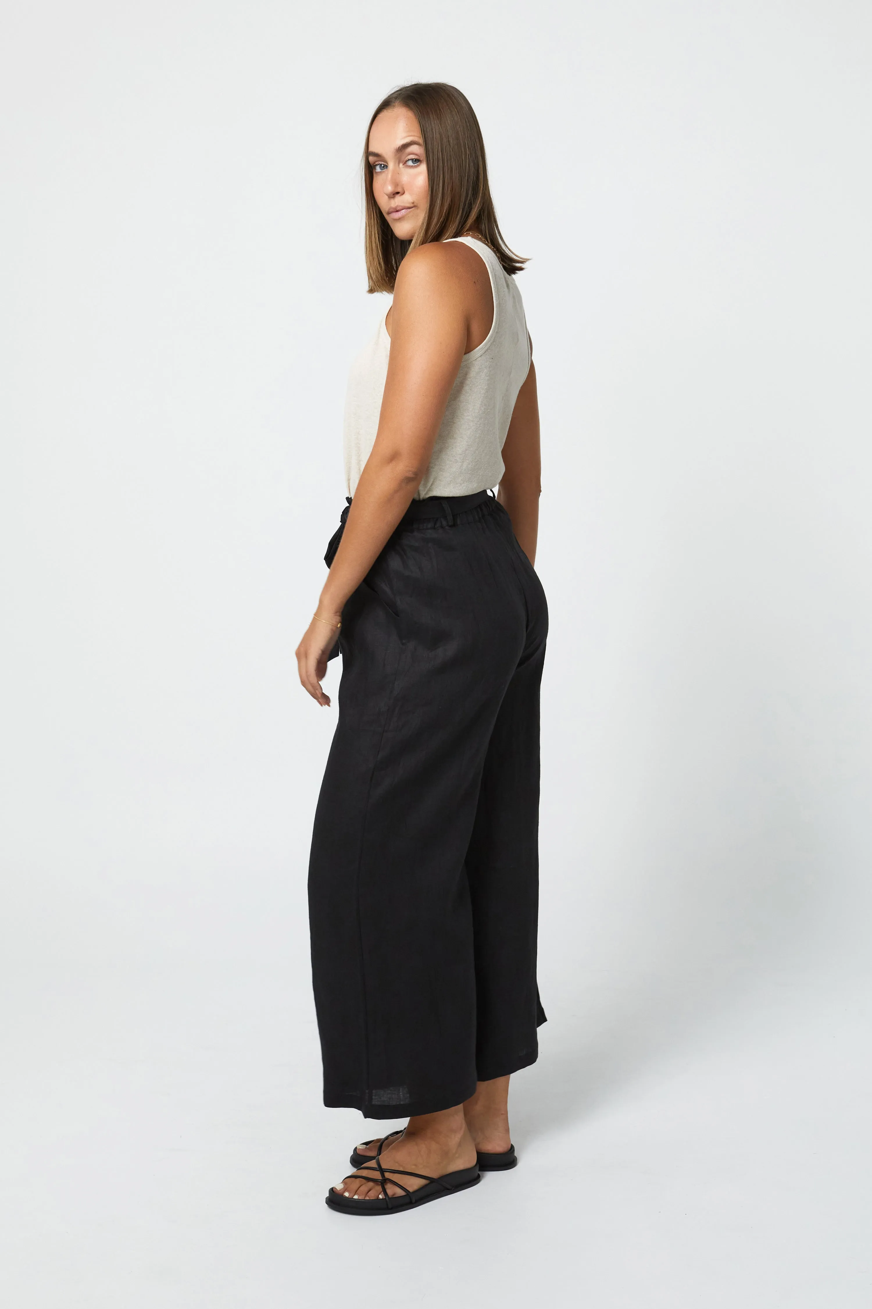 TYLER LINEN PANT - BLACK