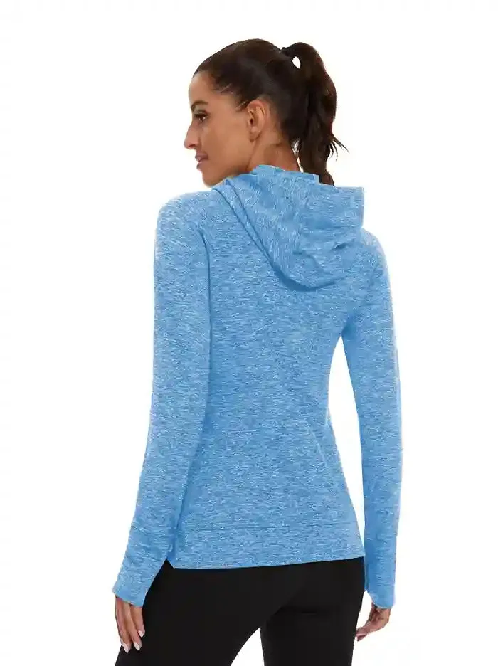 Women's Hoodie Crossed Hem Long-sleeve Thermal Tops